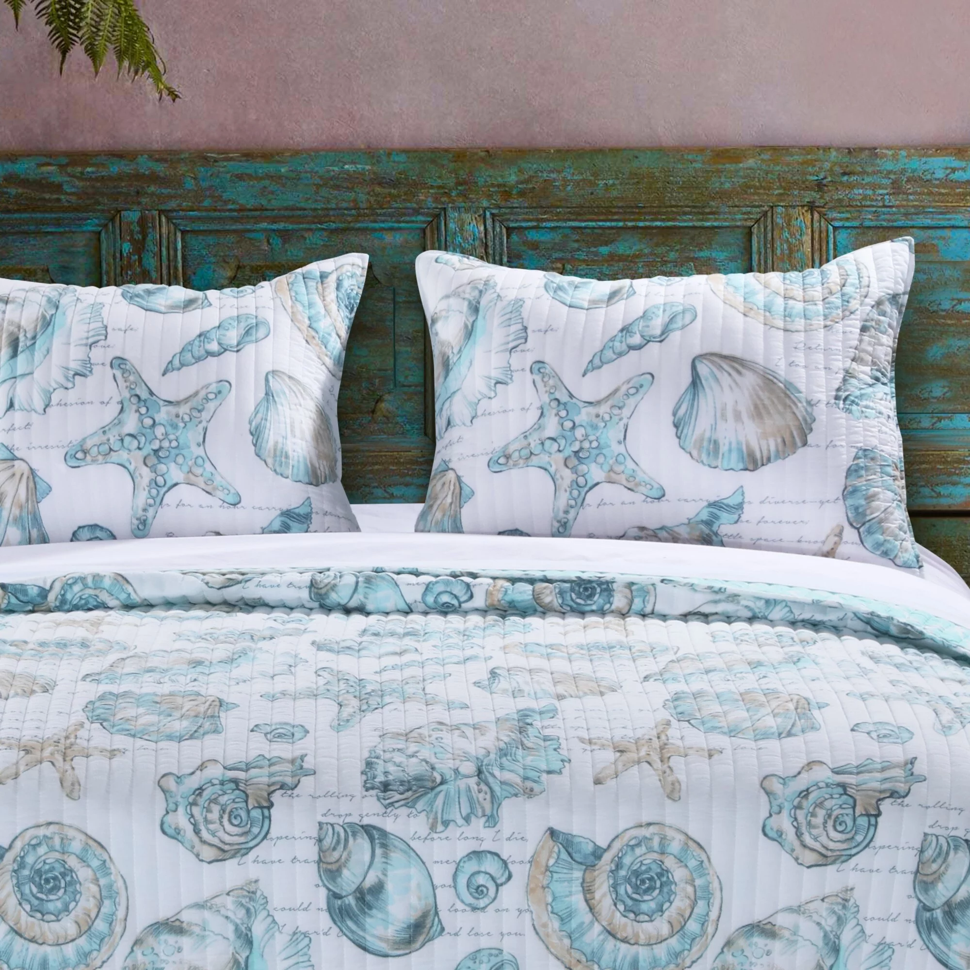 Barefoot Bungalow  Cruz Coastal Pillow Shams (Set of 2) White King