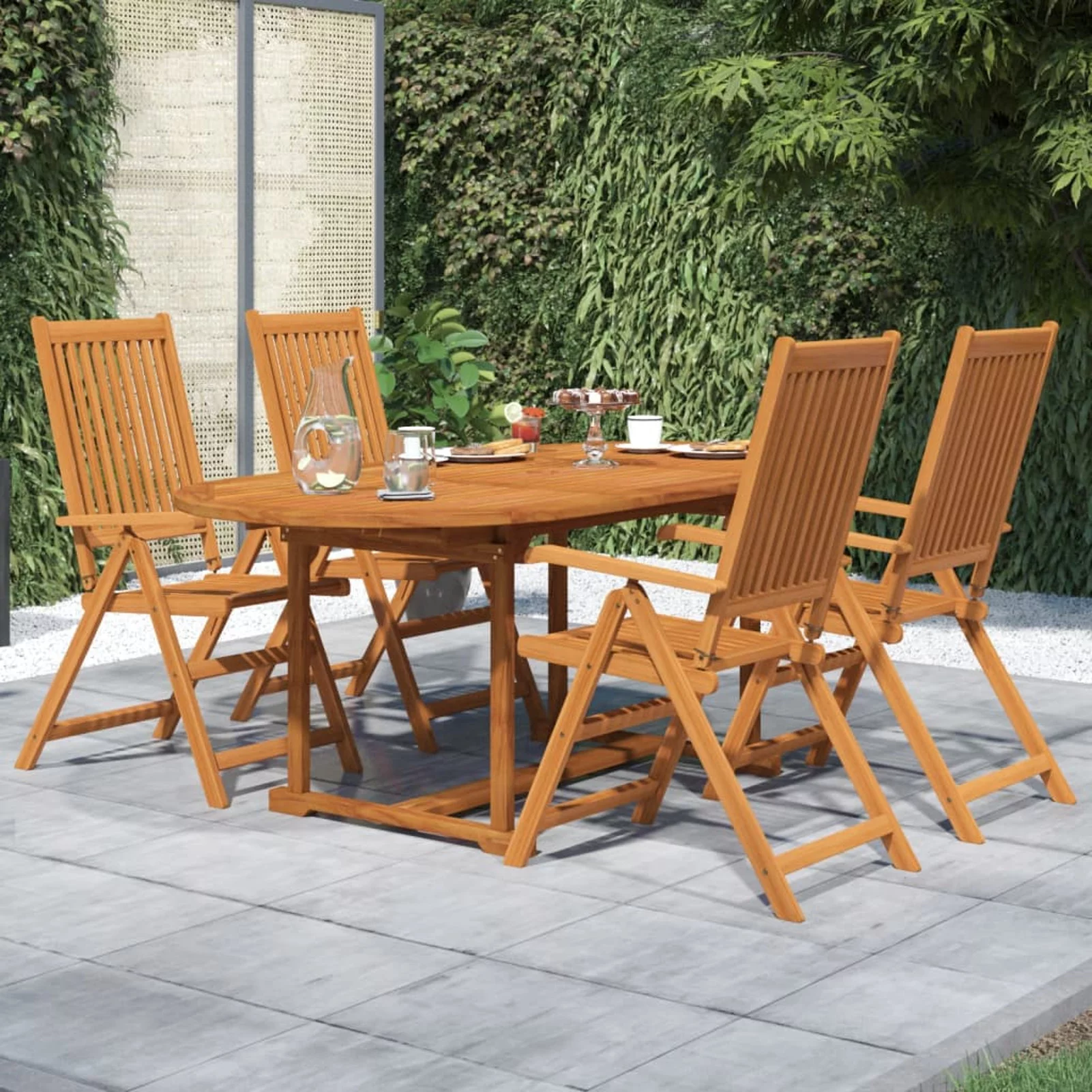 walmeck 5 Piece Patio Dining Set Solid Wood Acacia