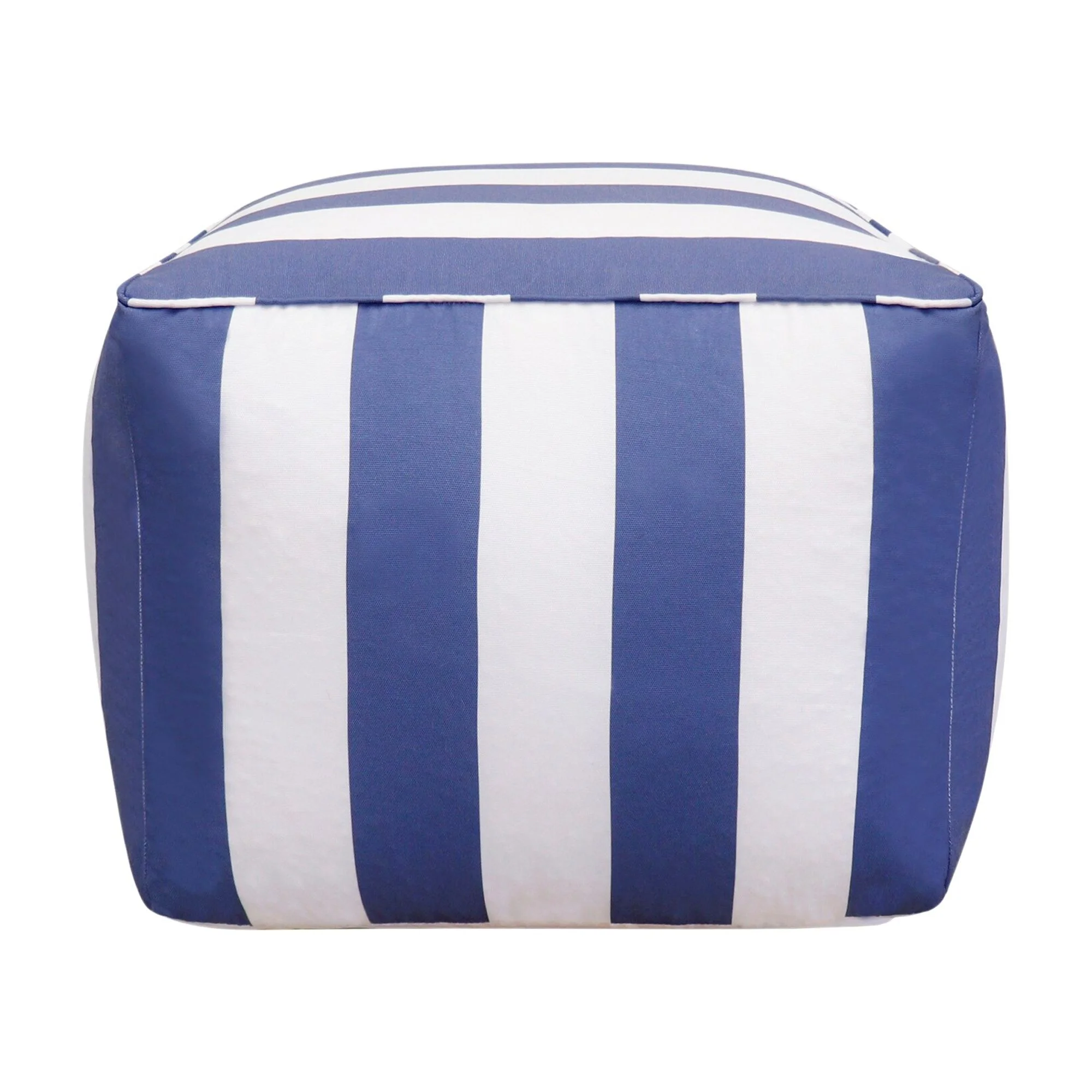 Pasargad Home Galaxy Poly Striped Pouf White Blue