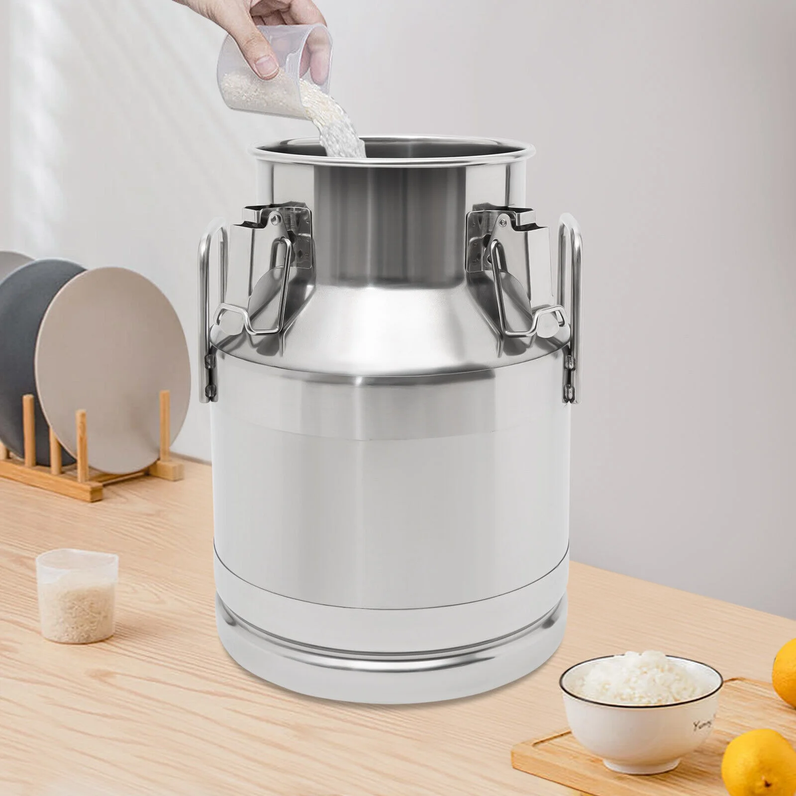 Miumaeov 10L/2.64 Gallon Stainless Steel Milk CanWine Pail Bucket Tote Jug Bottle with Sealed Lid Heavy Duty Milk Jug