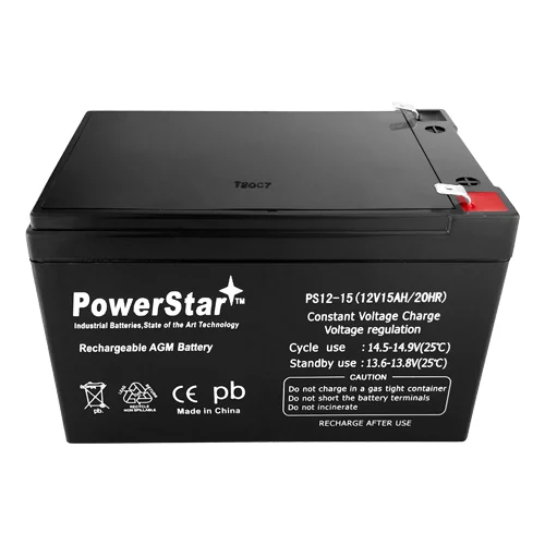 PowerStar® 15AH BATTERY For UB12120 12V 12AH SLA 12 VOLT - F2 TERMINAL / 2