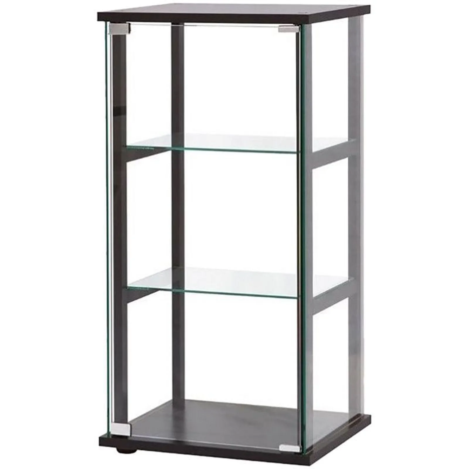 Home Square 2 Piece Glass Curio Cabinet Set with 4 Shelf and 3 Shelf in Black