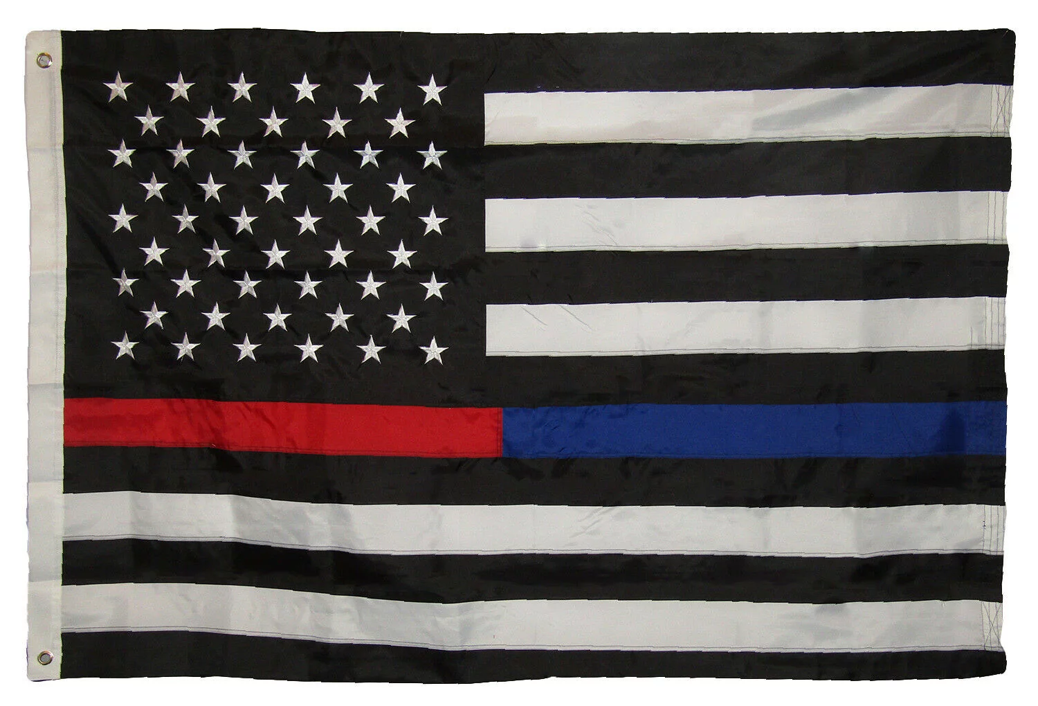 4x6 Embroidered Sewn Thin Red Blue Line USA American 210D Nylon Flag 4'x6'