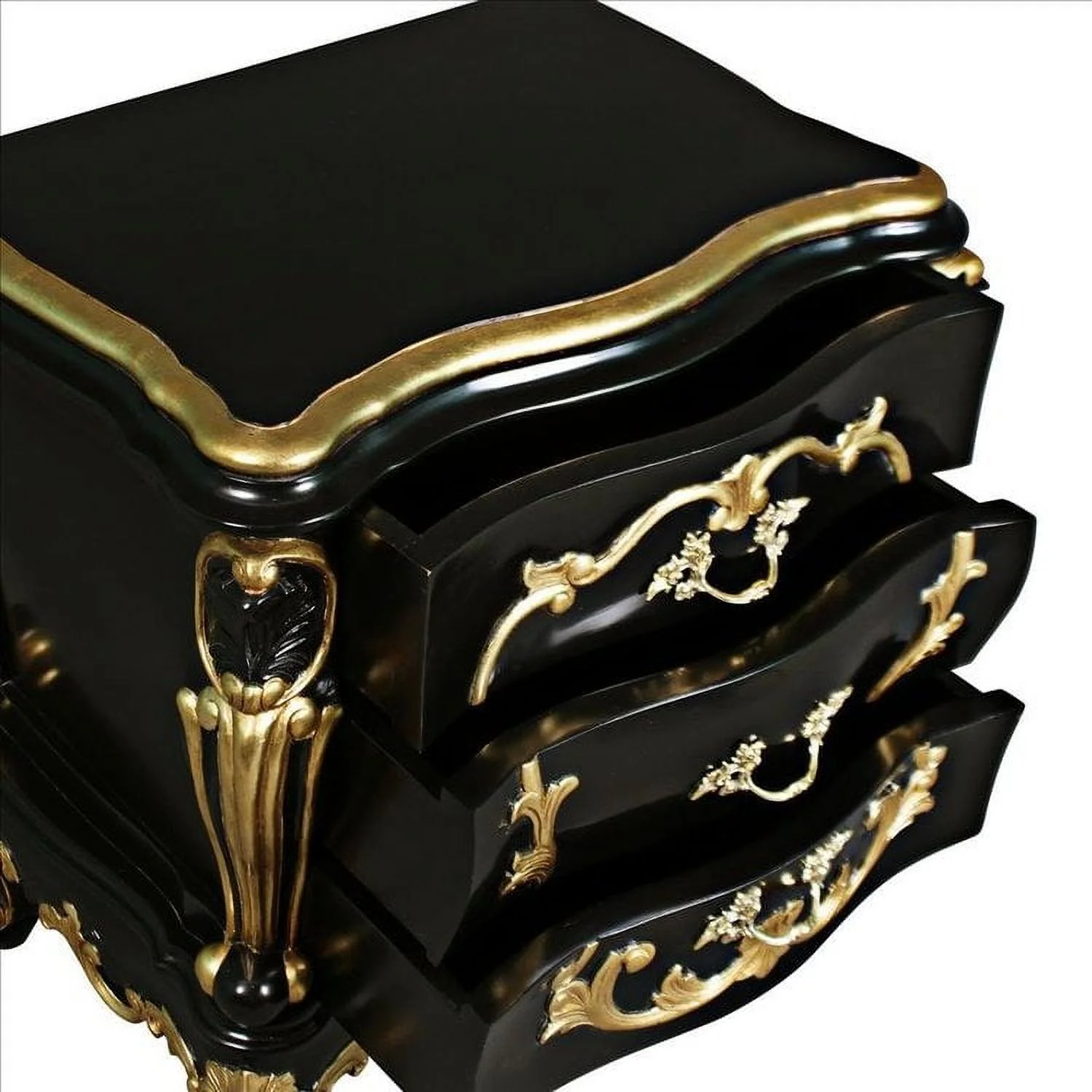 Design Toscano Viennese Rococo Mahogany Nightstand Side Table