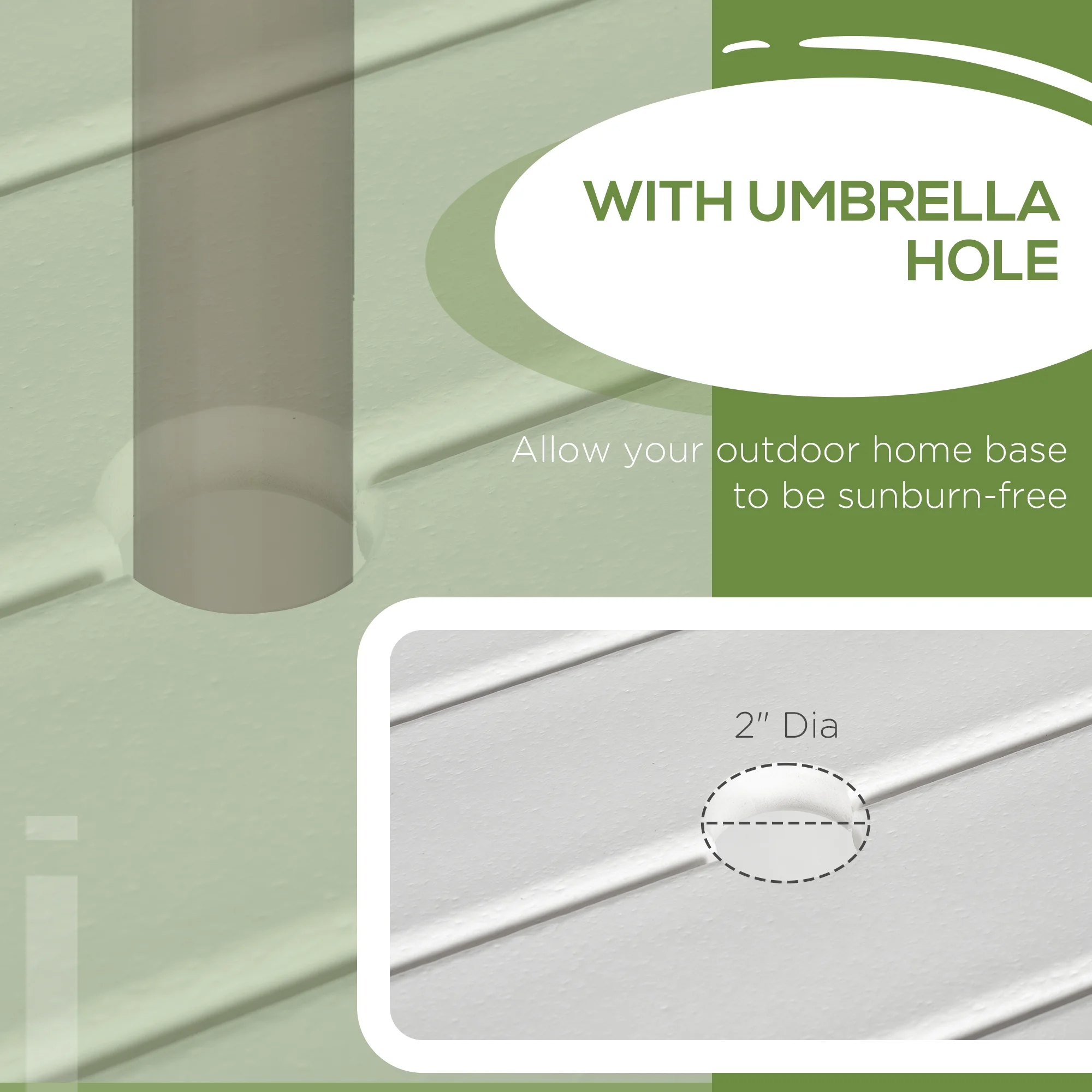 Outsunny Round Patio Table with Umbrella Hole and Aluminum Frame, White