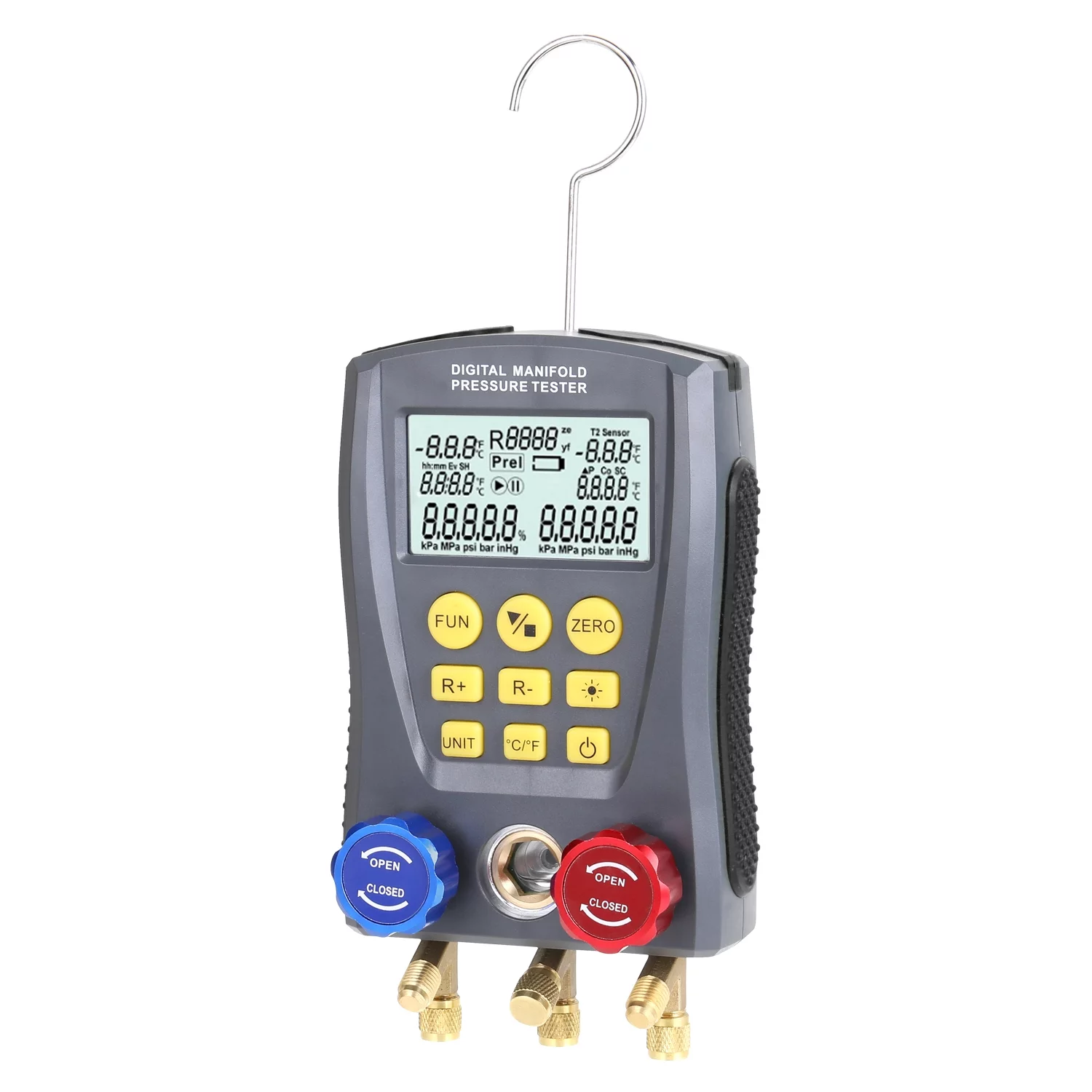 Tomshoo Pressure Gauge Refrigeration Digital Pressure Manifold Tester Meter HVAC Tester Digital Manifold Gauge Meter HVAC Pressure