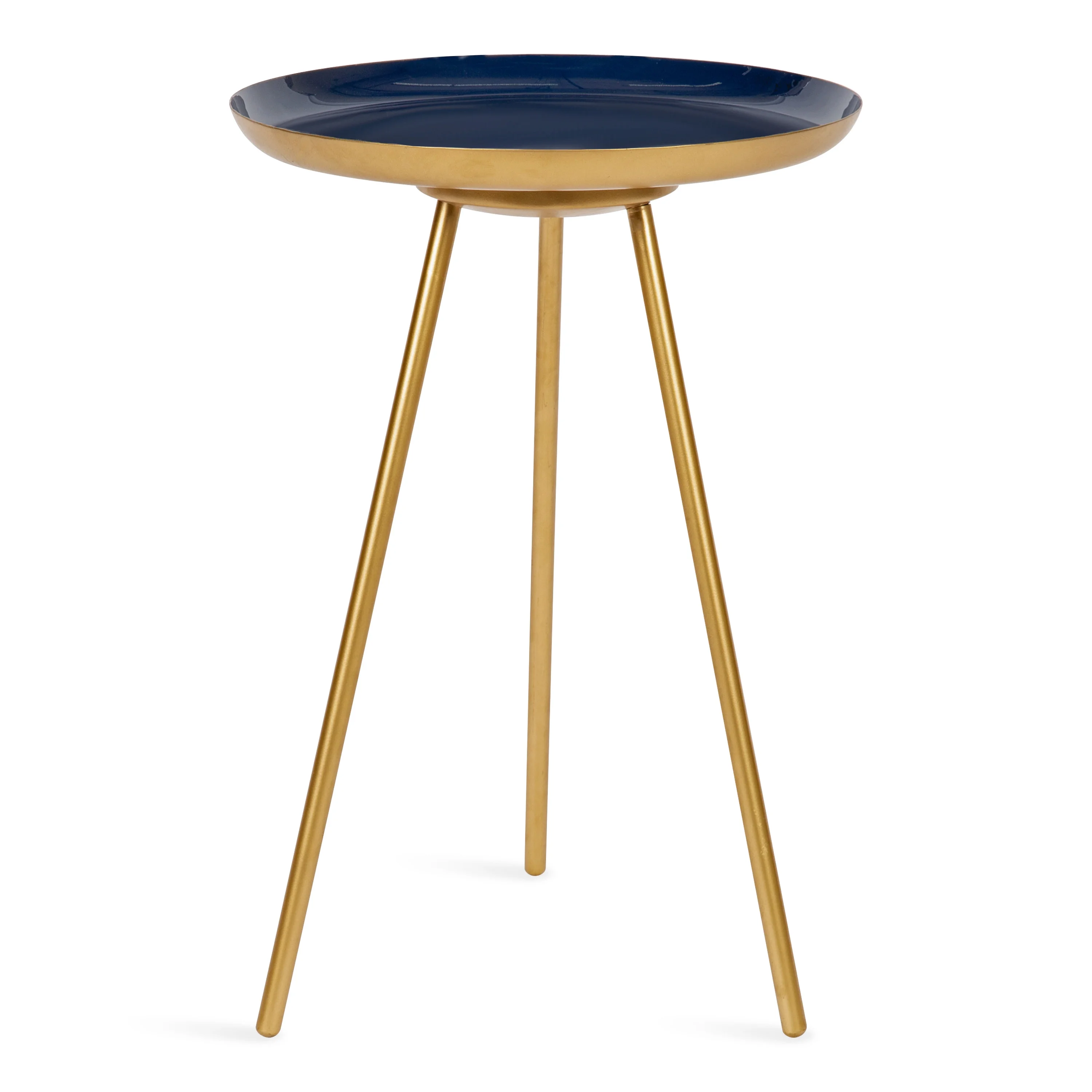 Kate and Laurel Laranya Modern Side Table, 15 x 15 x 22.5, Navy Blue and Gold, Chic Minimalist End Table with Hand-Applied Enamel Tabletop
