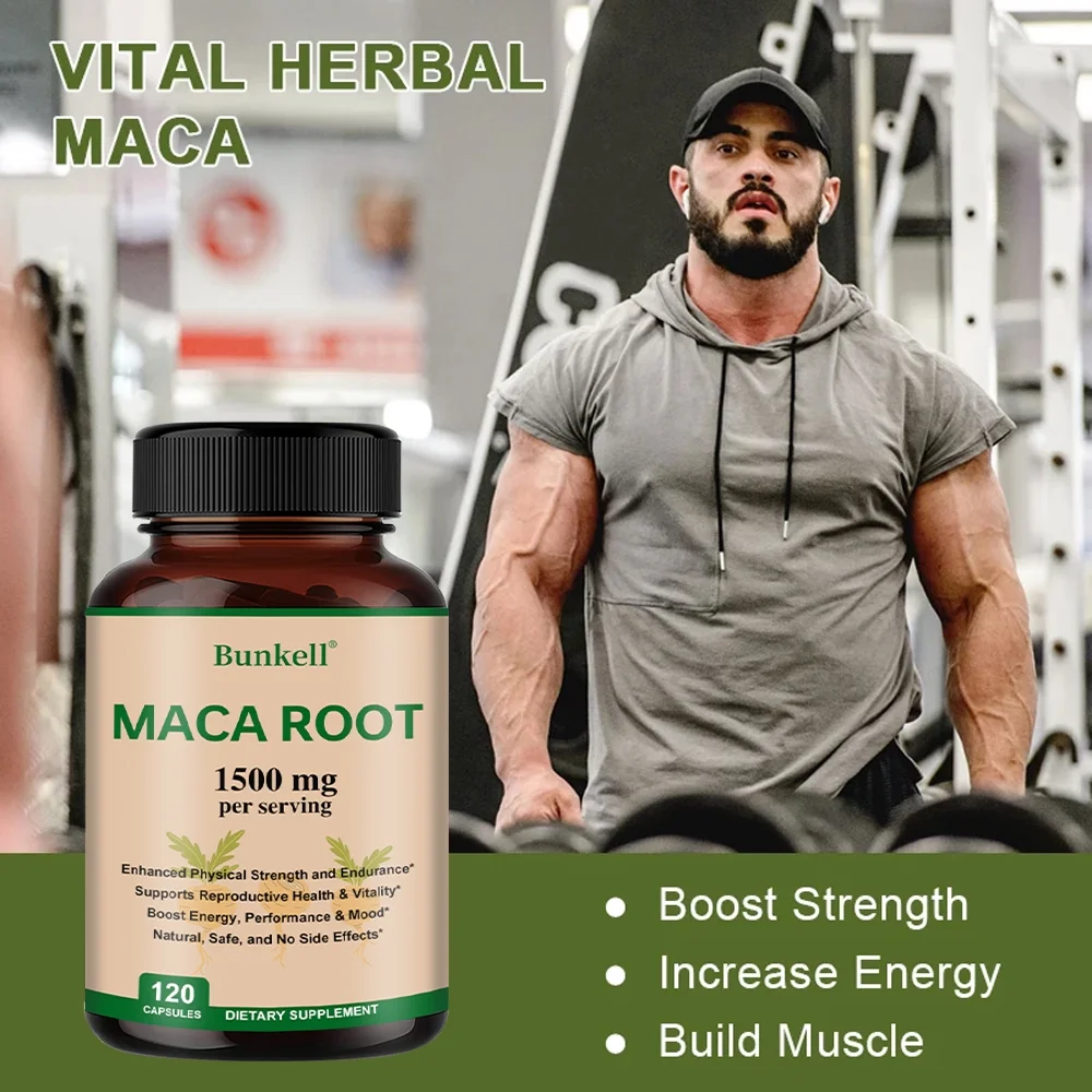 Bunkell Maca Root Capsules - Increase energy and stamina, improve mood 120 capsules