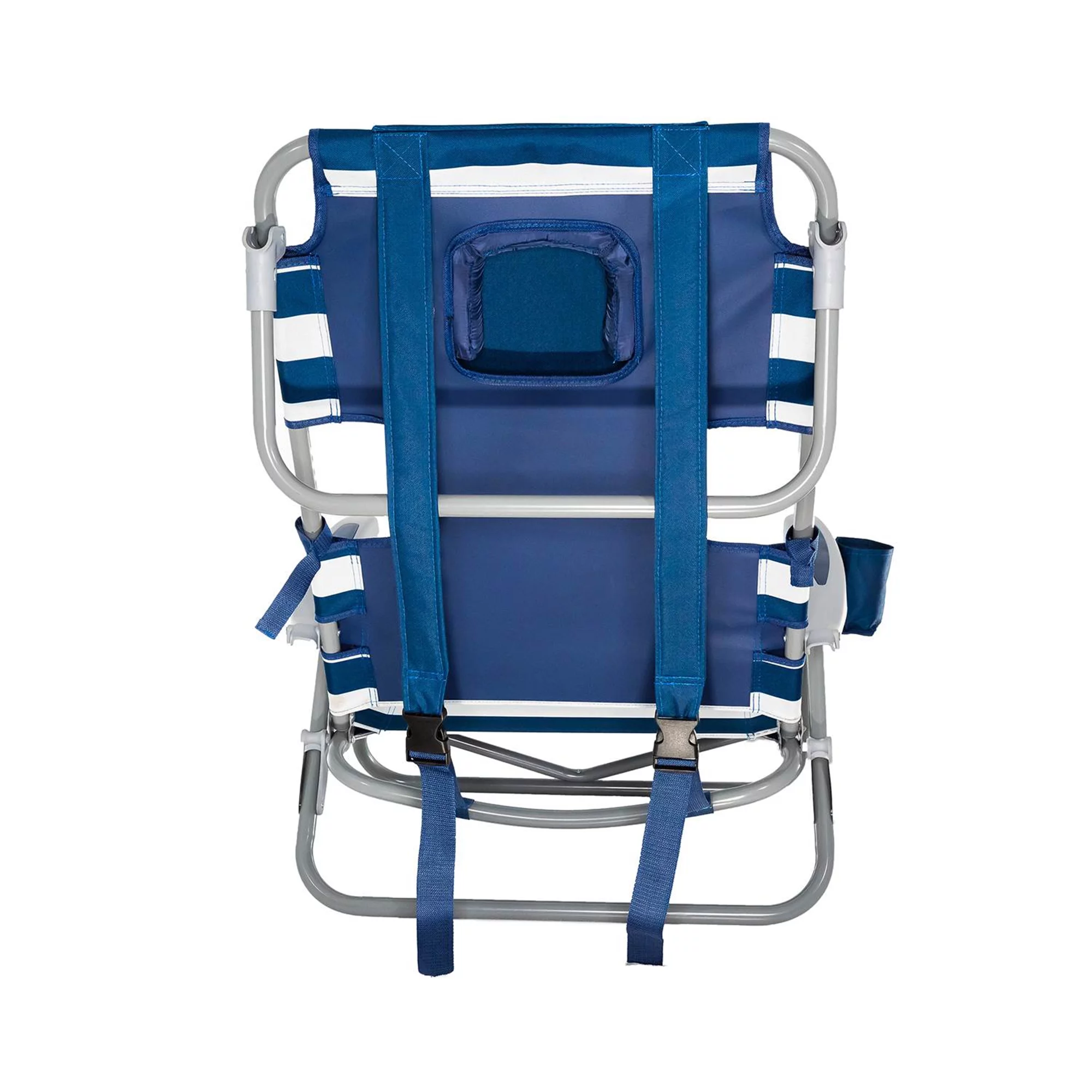 Ostrich Backpack Chaise Beach Chair and On-Your-Back Chair, Striped Blue