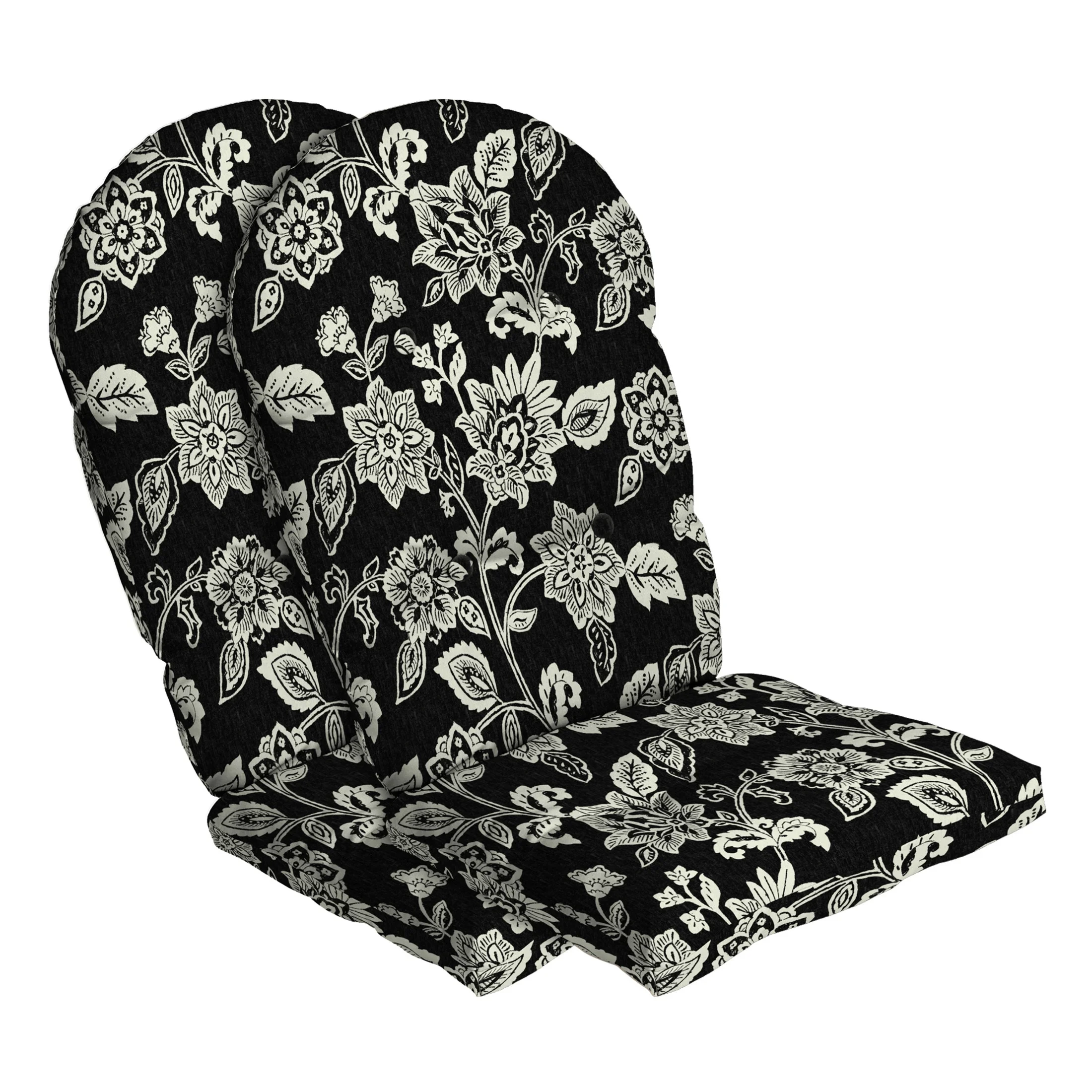 Arden Selections Outdoor Plush Classic Tufted Adirondack Cushion, 2 Pack, 21.5 x 48, Rain-Proof, Fade Resistant, Tufted Cushion for Adirondack Chairs 48 x 21.5, Ashland Black Jacobean