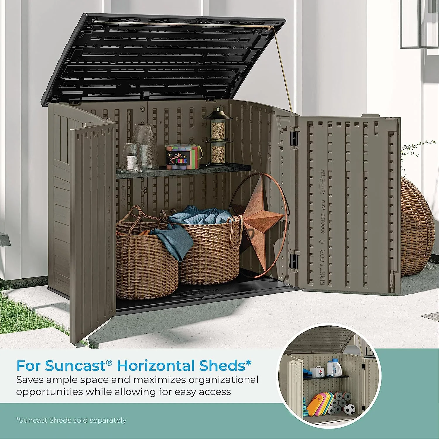 Suncast BMSASHELFH1 Shed Shelf Kit, Black
