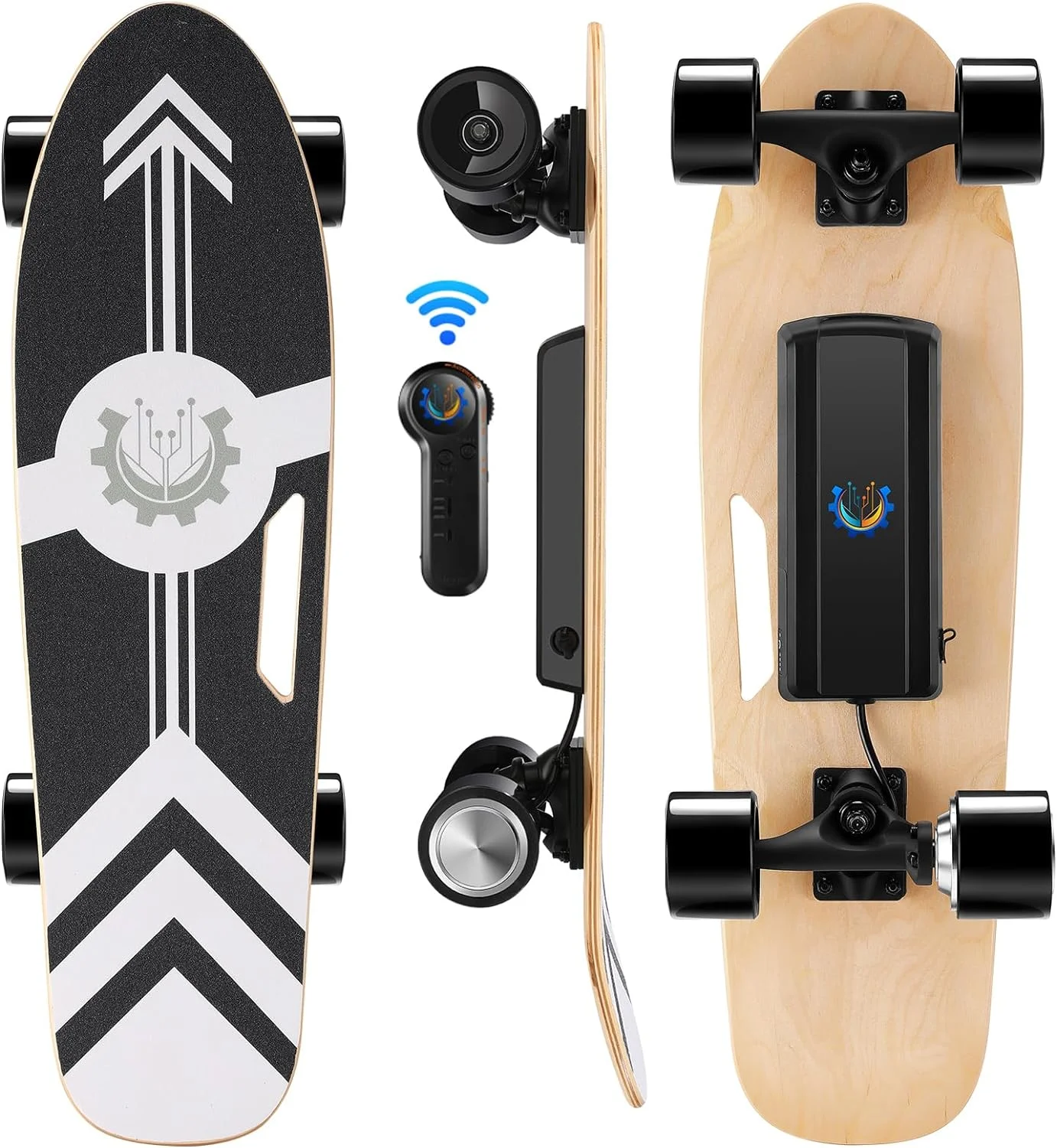 YOUB Electric Skateboards, 350W Electric Skateboard with Remote,12.4 Mph Top Speed & 8 Miles Range, Electric Longboard for Adults & Teens, Built-in Intelligent BMS, Easy Carry Handle Design