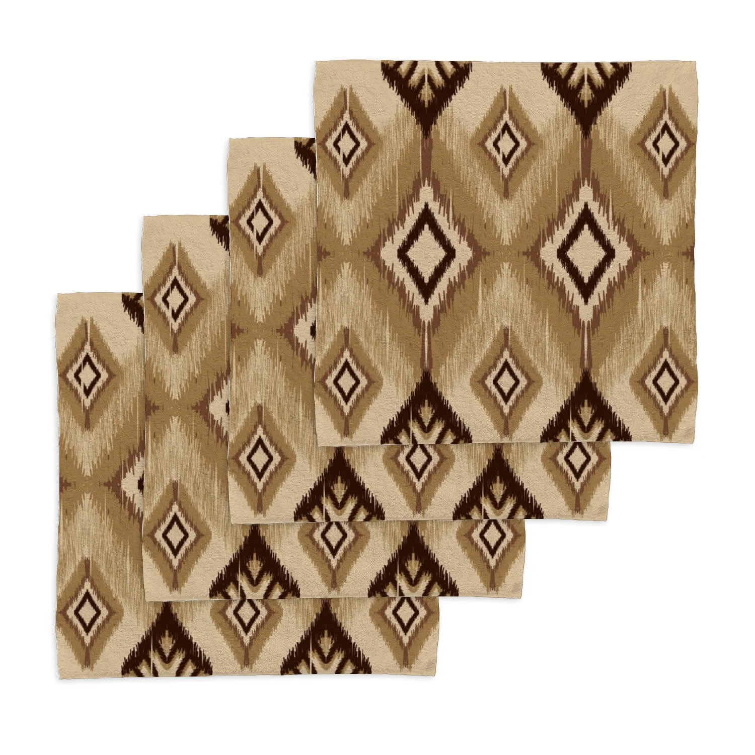 ANYWAY.GO 4 pack Baby Washcloths - 12 x 12 Inch Super Soft Baby Towels - 100% Cotton Highly Absorbent Wash Cloths for Face and Body,African Ikat Paisley Embroidery