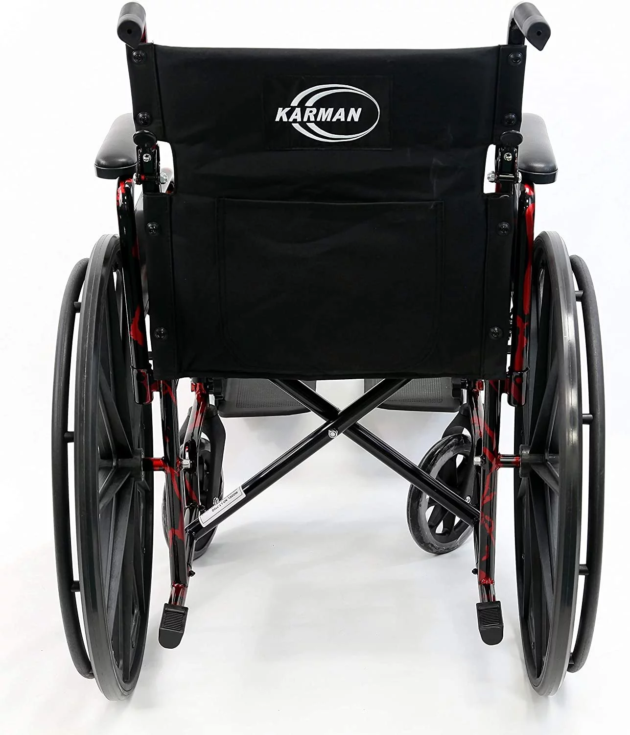 Karman LT-770Q-E Lightweight Removable Wheelchair with Elevating Legrest, Red Streak, 18