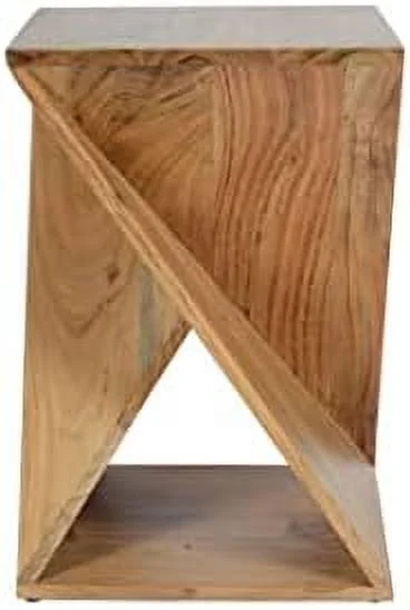 TJUNBOLIFE Solid Mango Wood Angled 24" Tall Mid-Century Modern Jasper Table Pre-Assembled