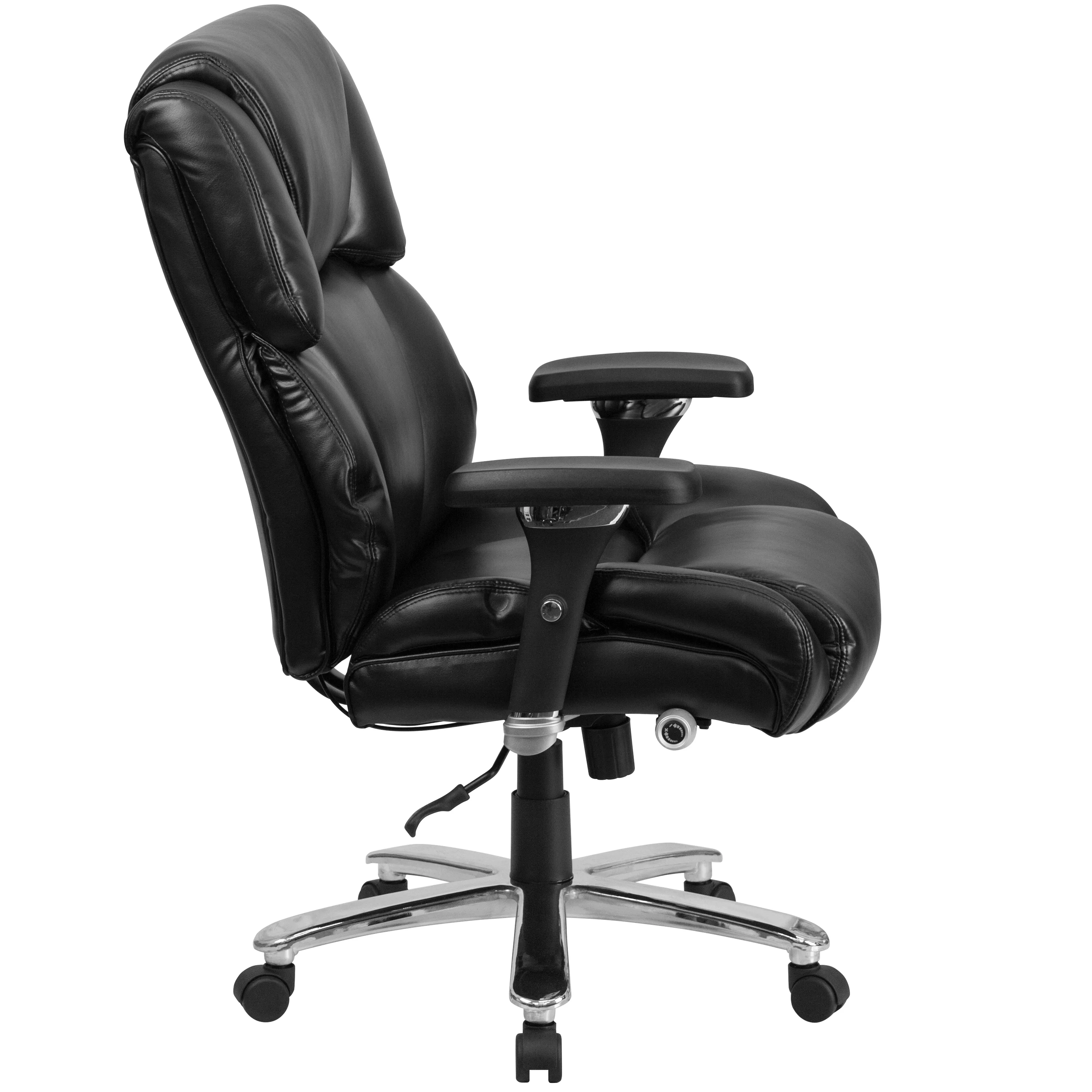 Emma + Oliver 24/7 400 lb. High Back Black LeatherSoft Ergonomic Office Chair, Lumbar Knob