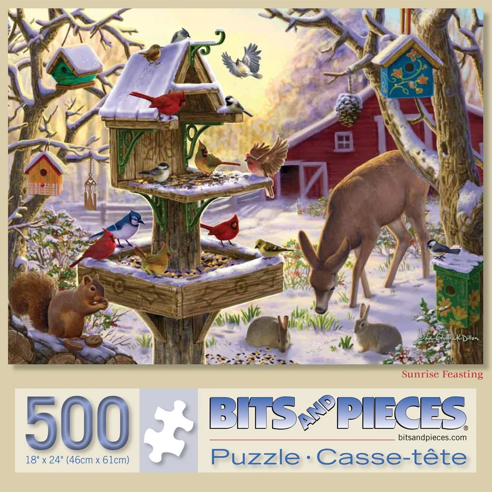 Bits and Pieces - 500 Piece Jigsaw Puzzle for Adults - Sunrise Feasting by Artist Liz Goodrick-Dillon - Measures 18