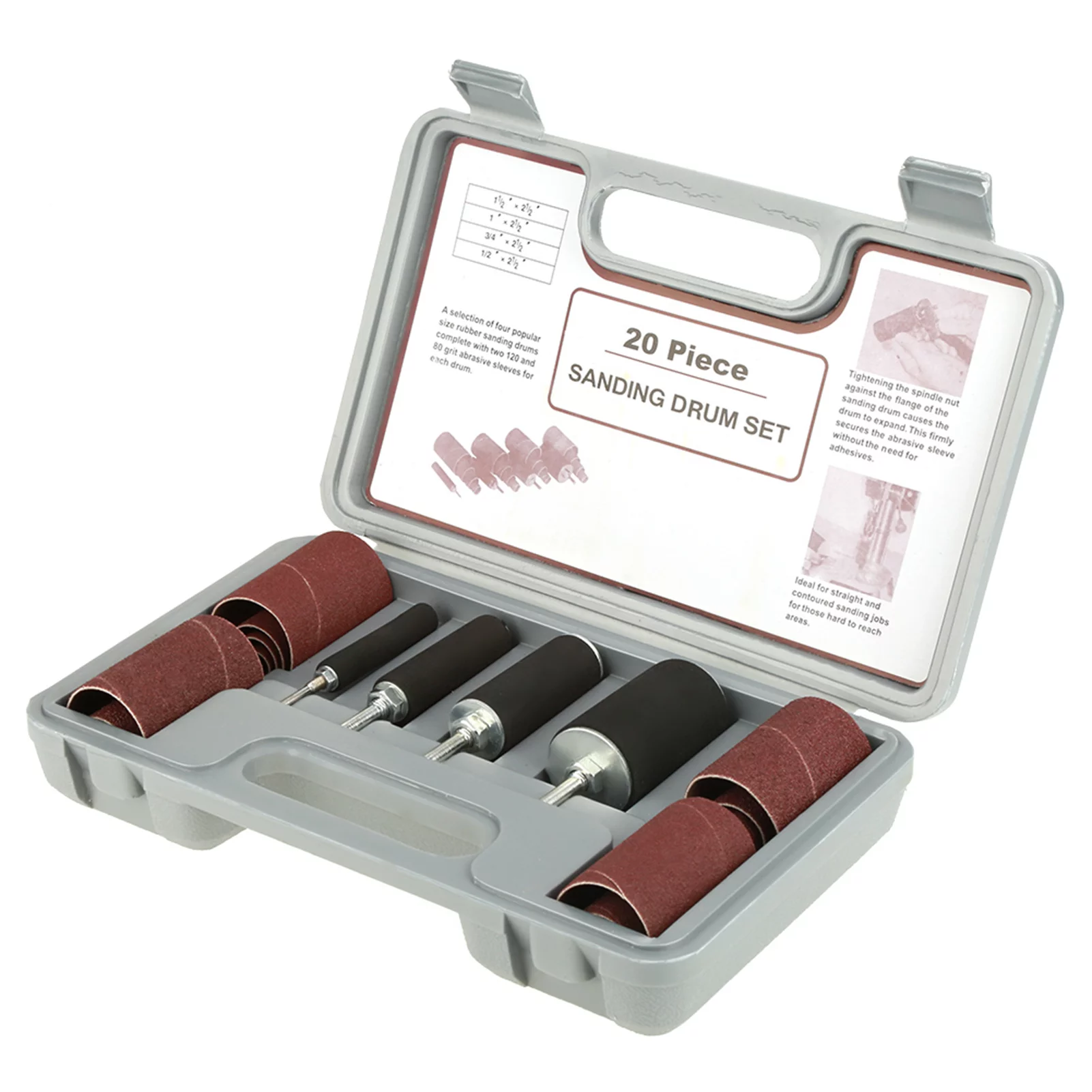 Sanding Drum Set 20pcs Spindle Sanding Drum Sander Tool Kit Set with Case for Drill Press for Home Improvement Hobbies DIY Carpentry Woodworking