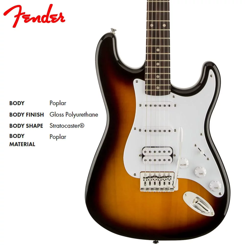 Fender Squier 310005532 25.5 Inches Lindenwood Bullet Fat Stratocaster Right Handed Electric Guitar (Own Sunburst, Brown, 6 Strings) 2023 - Sunburst