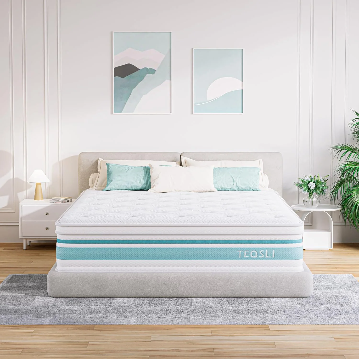 YUMIAO Queen Mattress 12-inch Hybrid Mattress Memory Foam with Innerspring Mattress in a Box for Pressure Relief & Support Queen Size Mattress, 100 Nights Trial