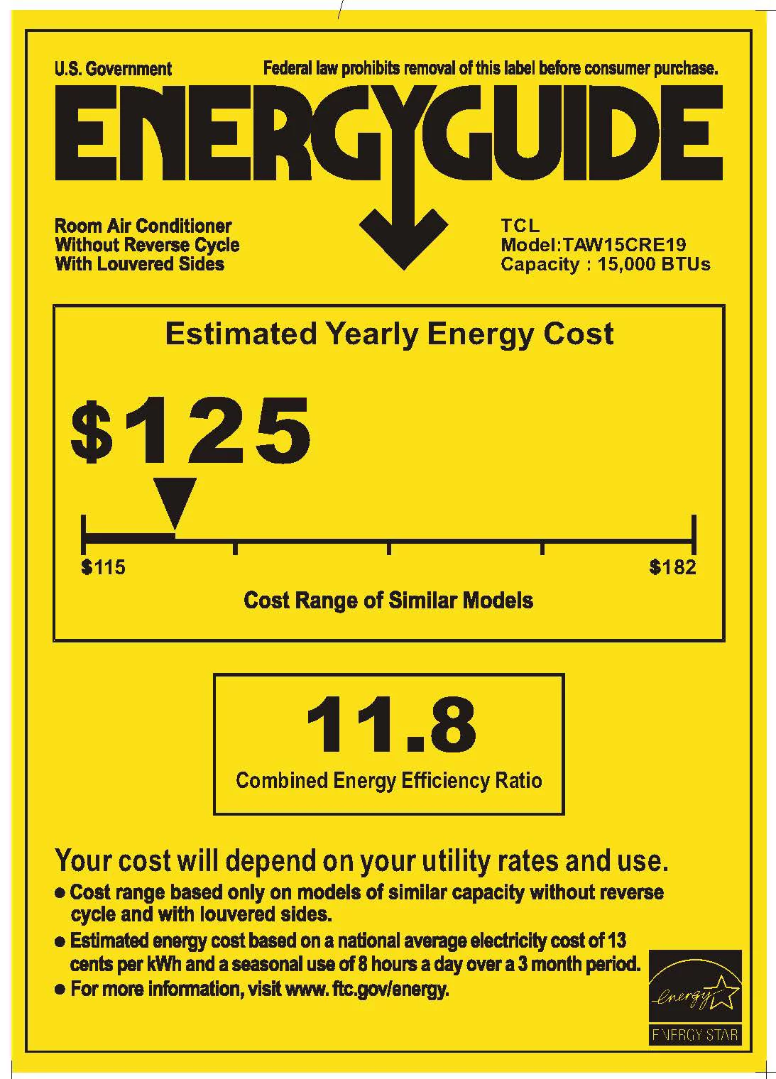 TCL 15,000 BTU Energy Star Window Air Conditioner; White