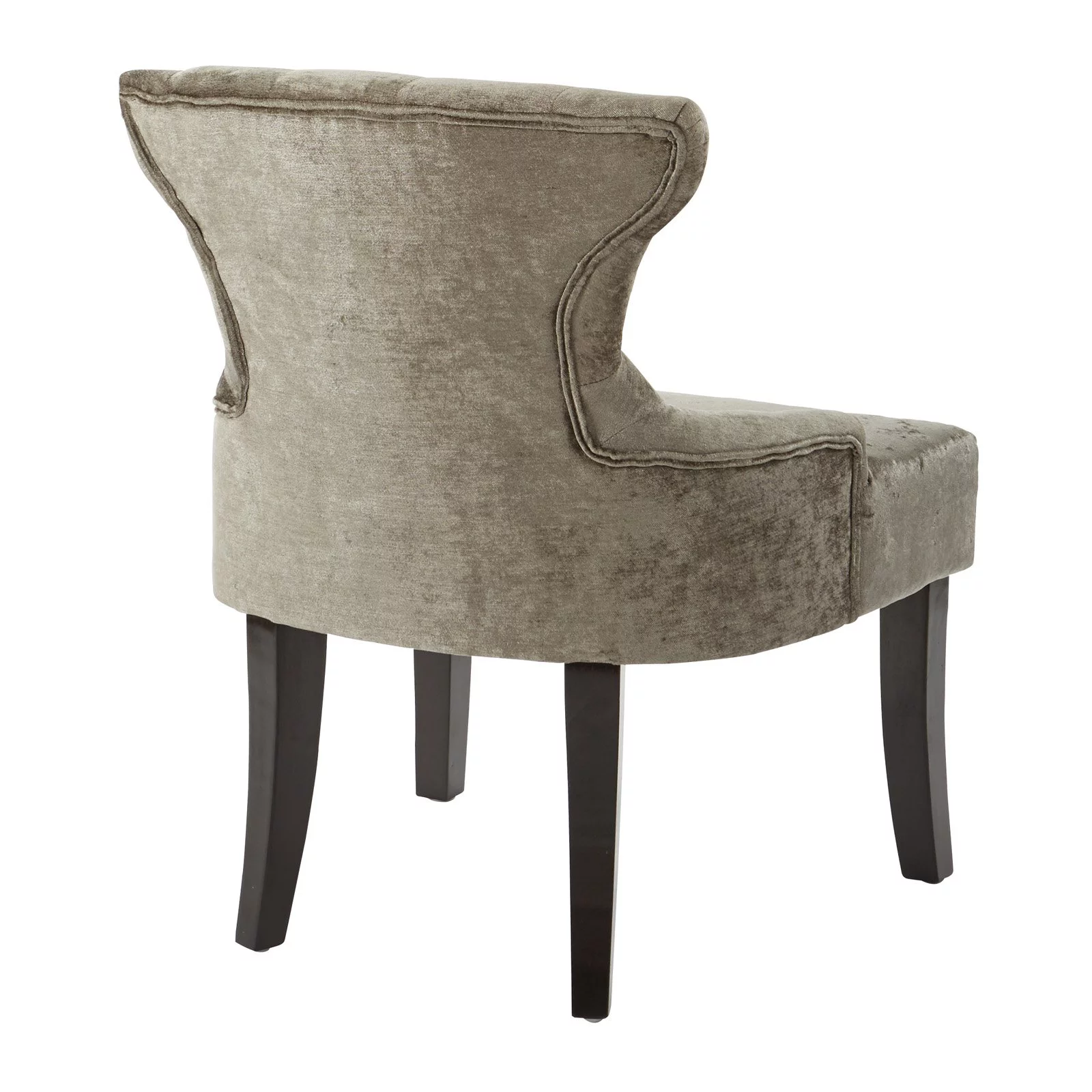 OSP Home Furnishings Curves Hour Glass Accent Chair in Butternut Velvet Fabric with Espresso Legs