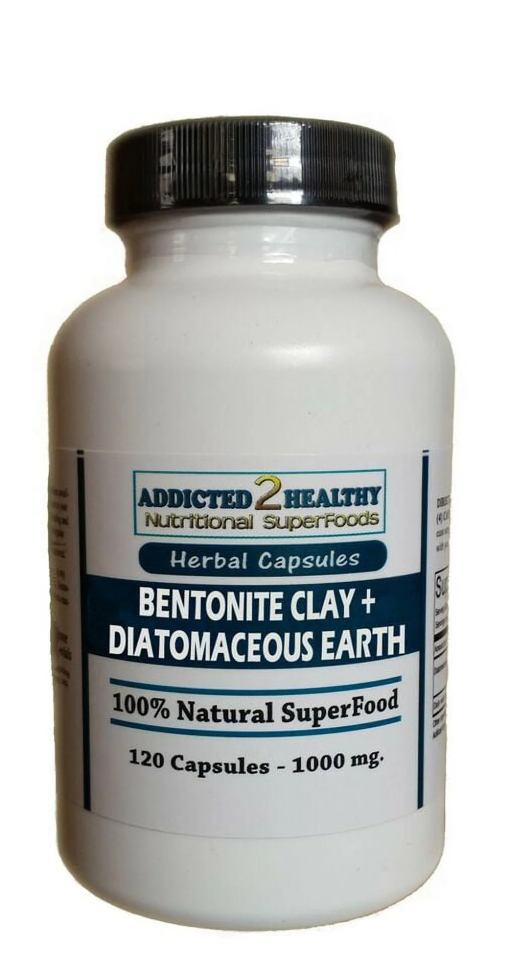 Sodium Bentonite Clay + Diatomaceous Earth Capsules 1000 mg Detox + More 120 Capsules