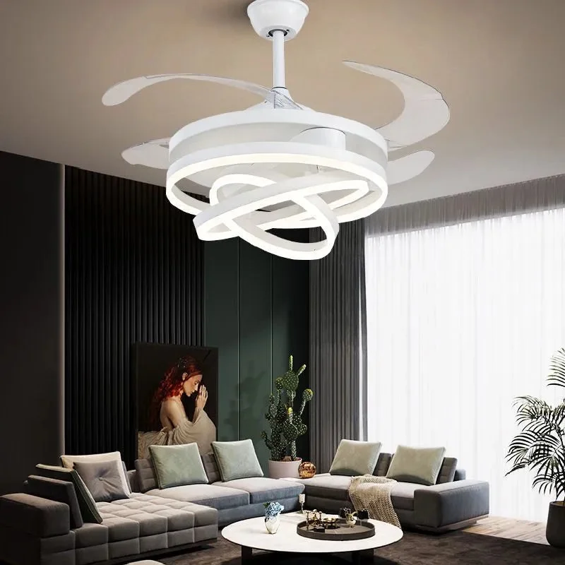 Modern 2024 Ceiling Fan with Led Lights Remote Control Silent Rechargeable Fan Ventilator Ventiladores De Techo for Home
