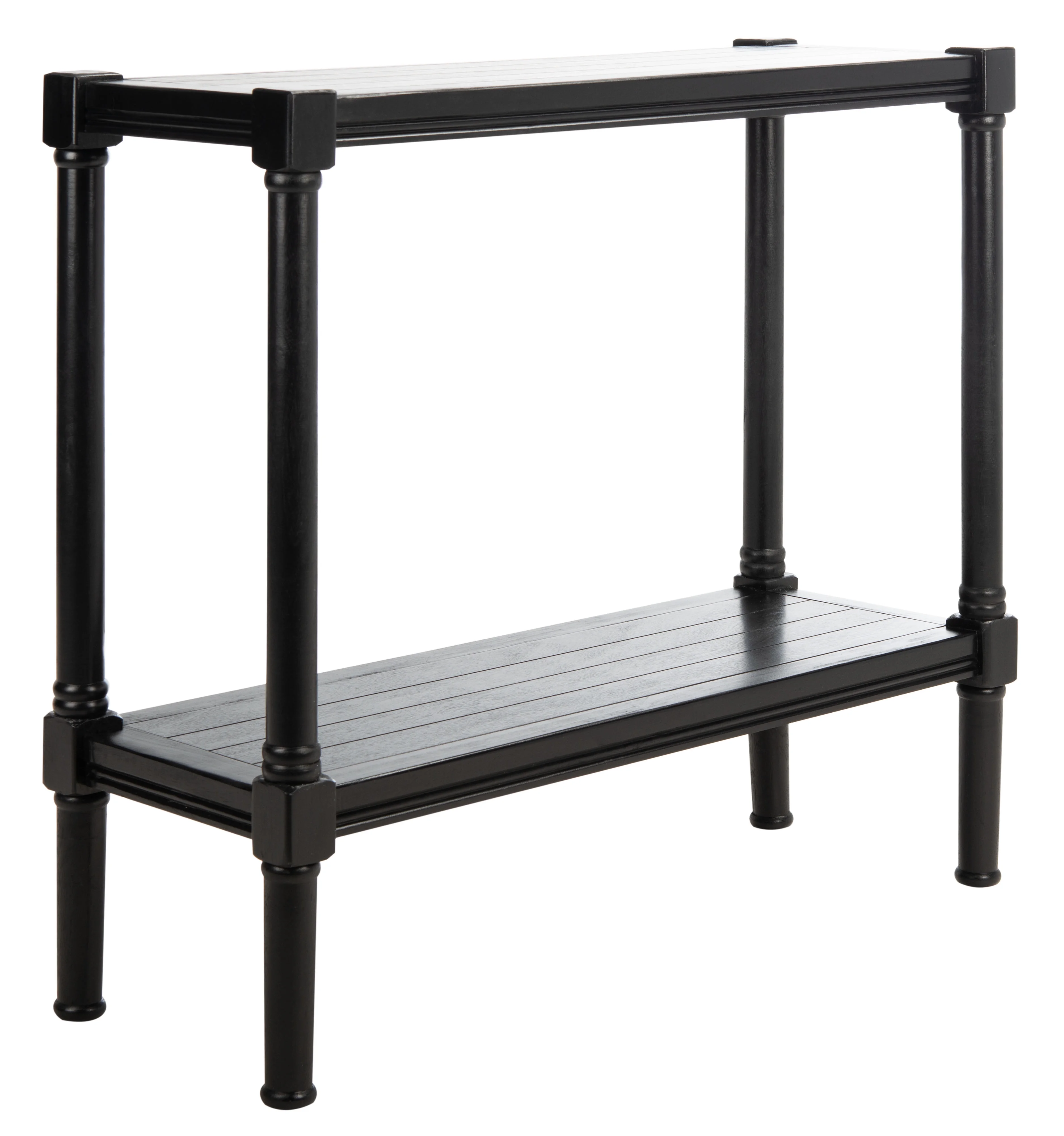 SAFAVIEH Rafiki Amish Black Wood Console Table with Shelf (31.5 in. W x 11.8 in. D x 29.5 in. H)