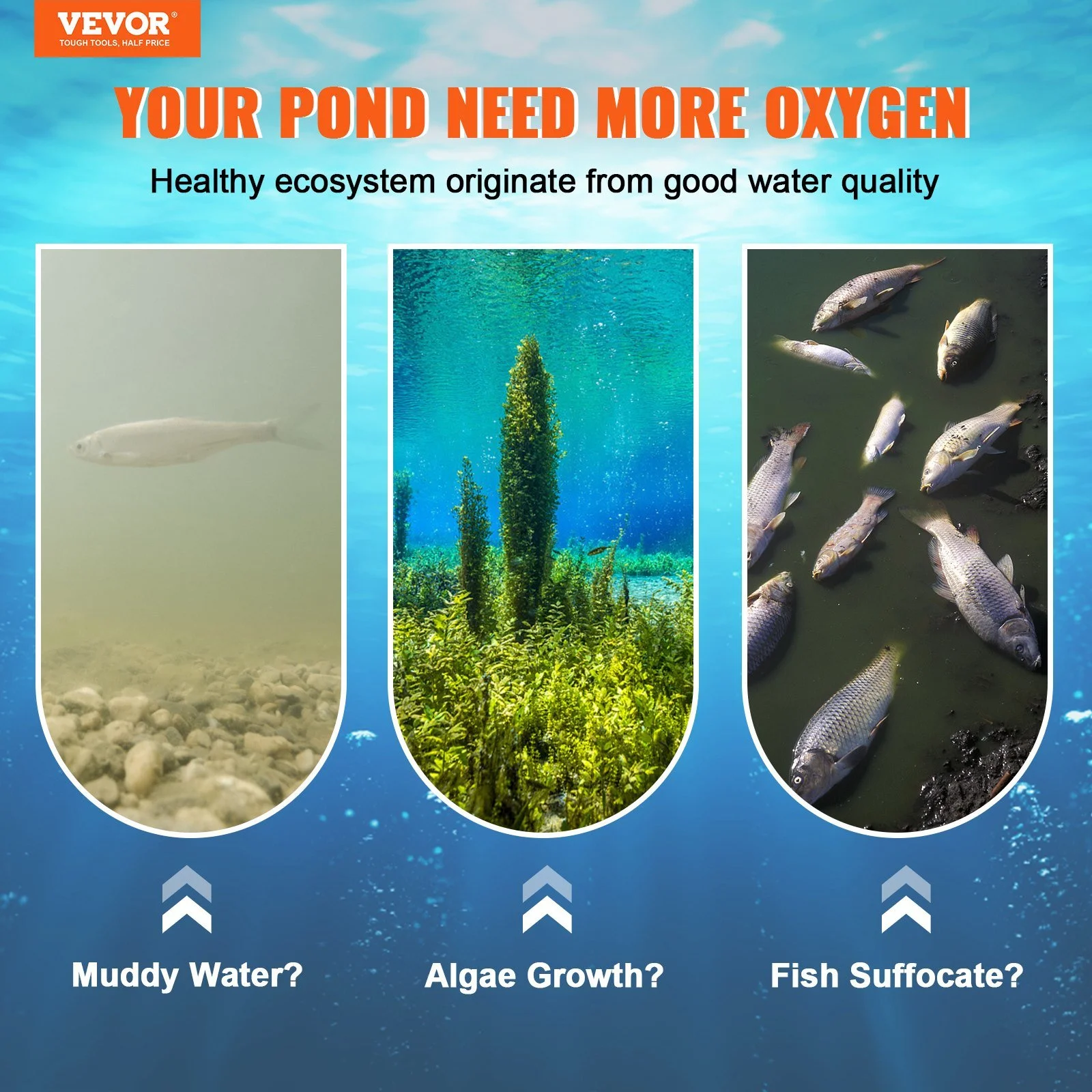 VEVOR Pond Aerator Kit - 30.4 - Revitalize your pond with our aeration solution!