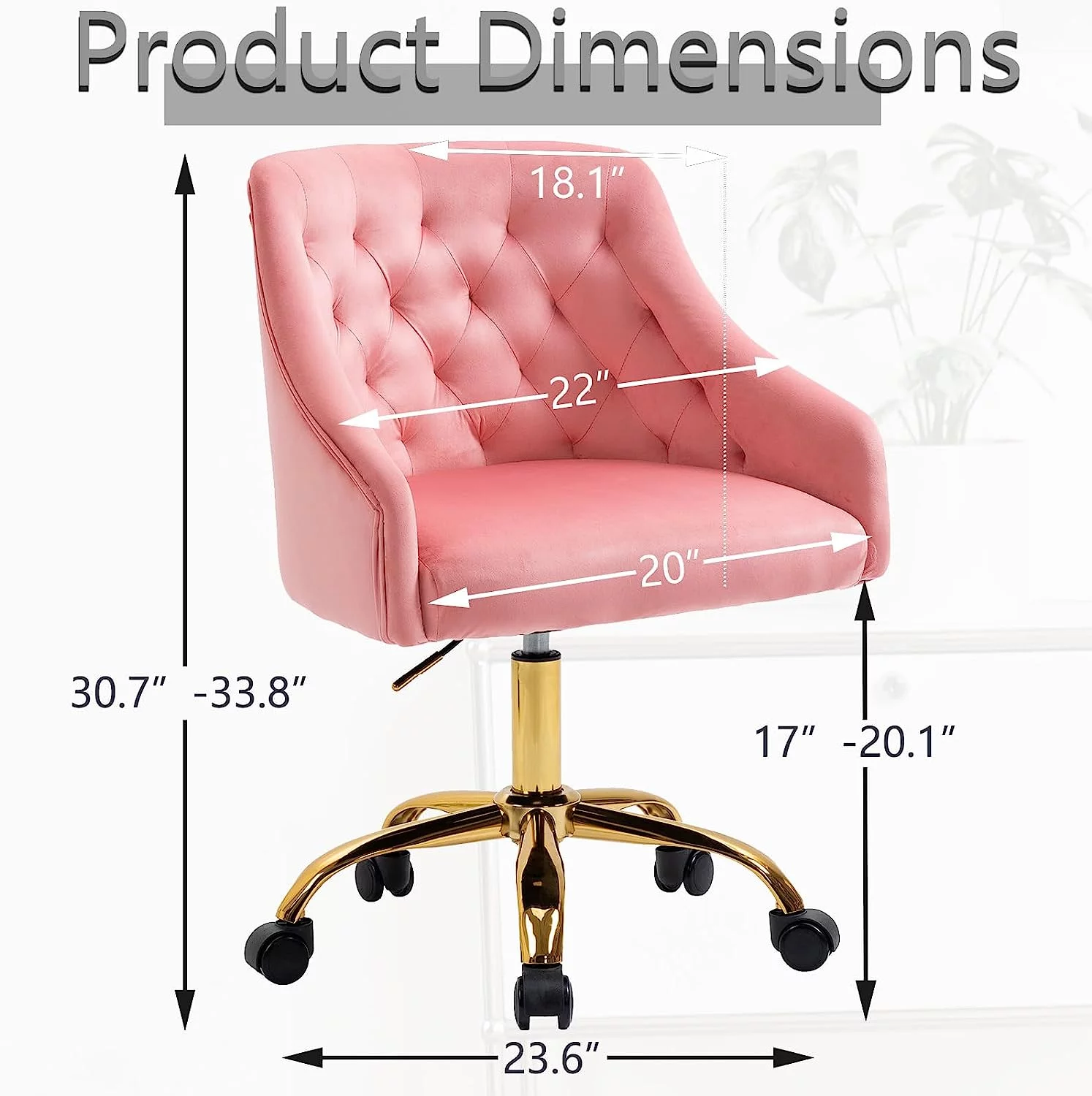 360° Swivel Velvet Home Office Chair, Trendy Vanity Chair for Bedrooom, Height Adjustable