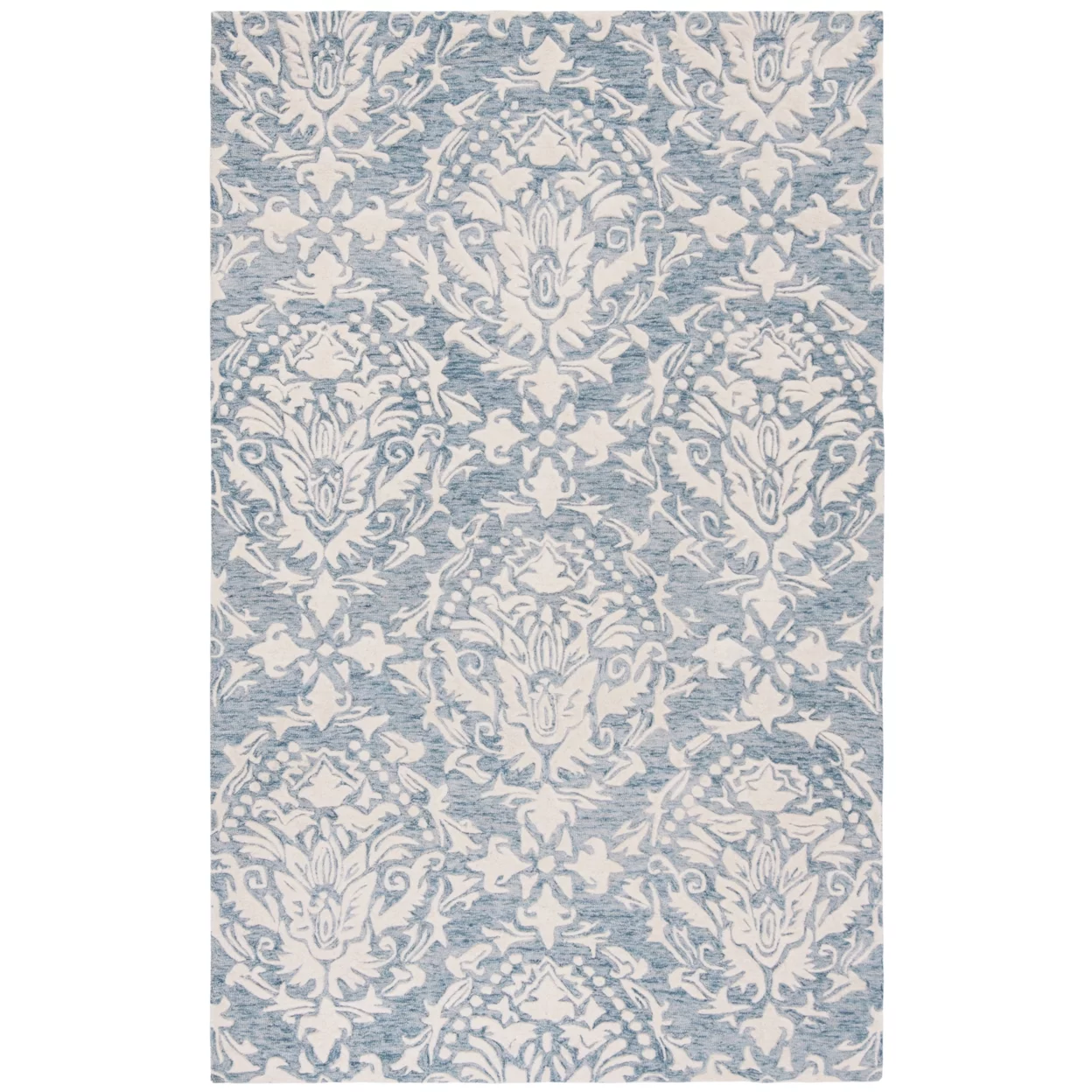 SAFAVIEH Blossom Kestrel Damask Area Rug, Blue/Ivory, 6' x 9'