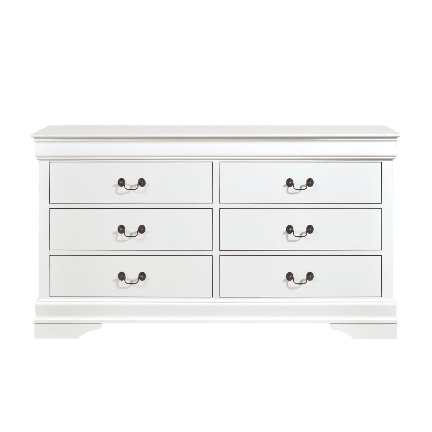 Traditional White Dresser Louis Phillippe Style Antique Drop Handles Classic Bedroom Furniture