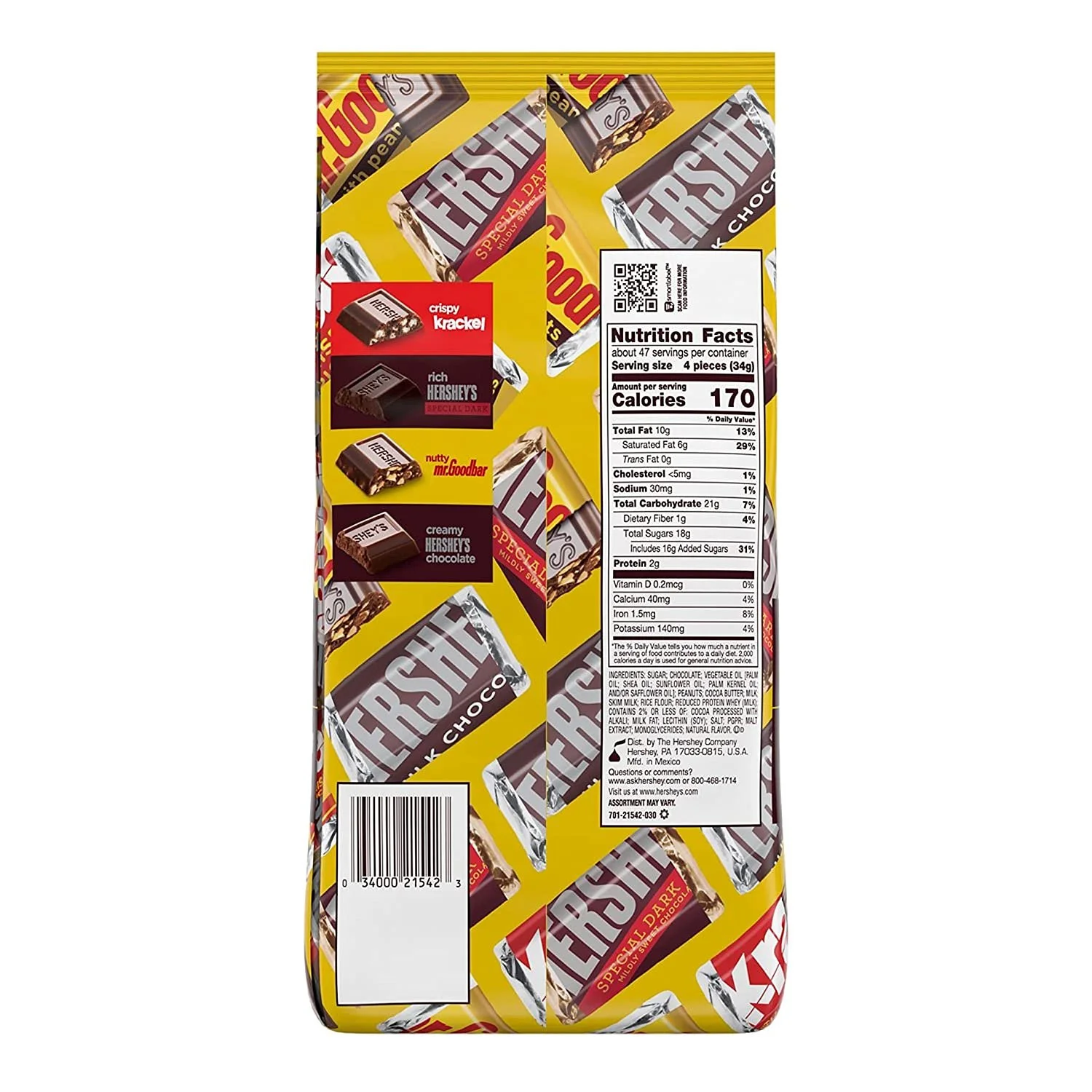 HERSHEY'S Miniatures Assorted Chocolate Candy, Individually Wrapped, 56 oz Bag 180 Pieces