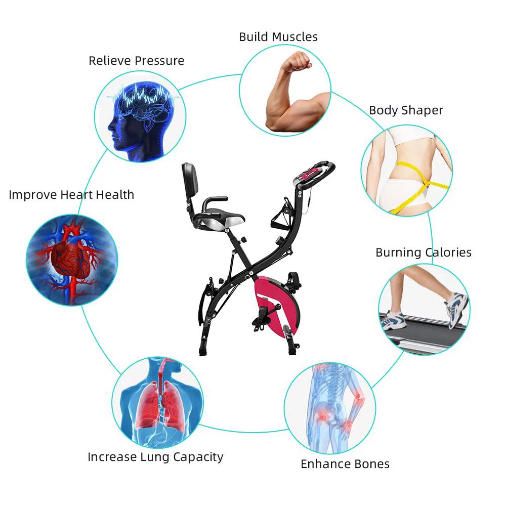 Zimtown Folding Upright Bike, X Bike Exericse Equipment, Pink