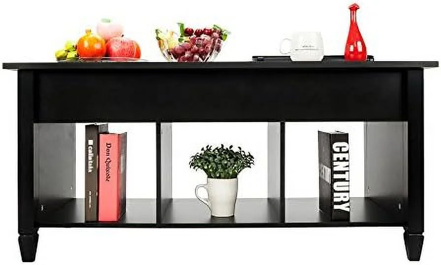 TJUNBOLIFE Lift Top Coffee Table with Hidden Compartment &  Modern Accent Coffee Table Living Room Lift Tabletop Dining/Center Table with  Cabinets Solid Wood Legs (Brown & White)