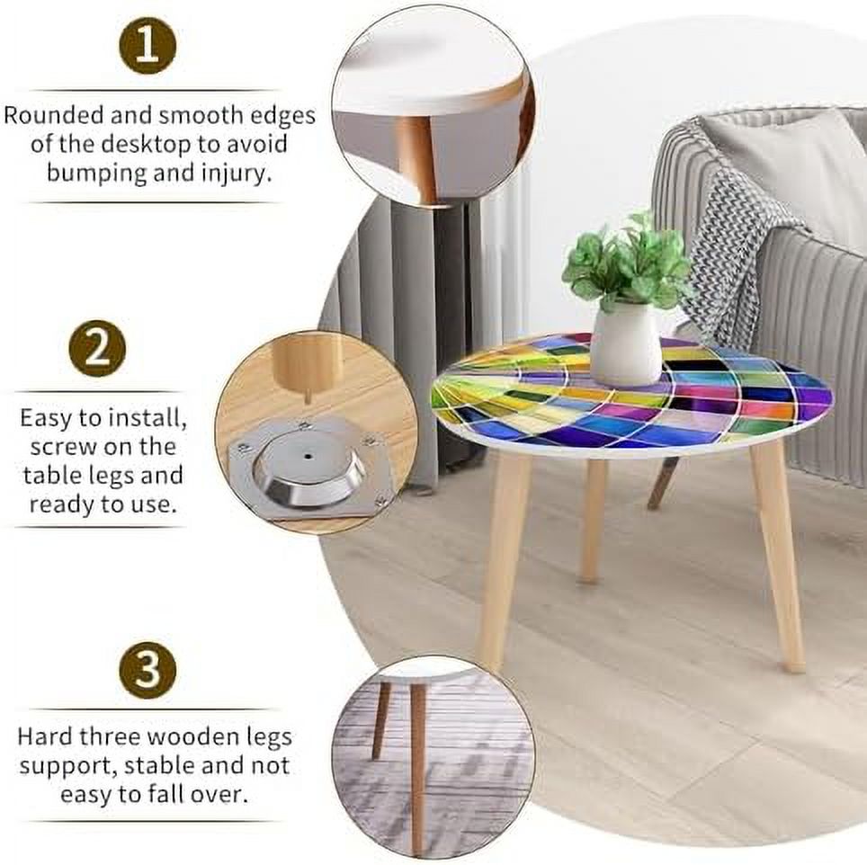 JDZHAPPYLIFE Small Coffee Nesting  Abstract Stained Glass Mosaic Magenta pinnk Triangle End  Center   Modern   Room Bedroom Balcony