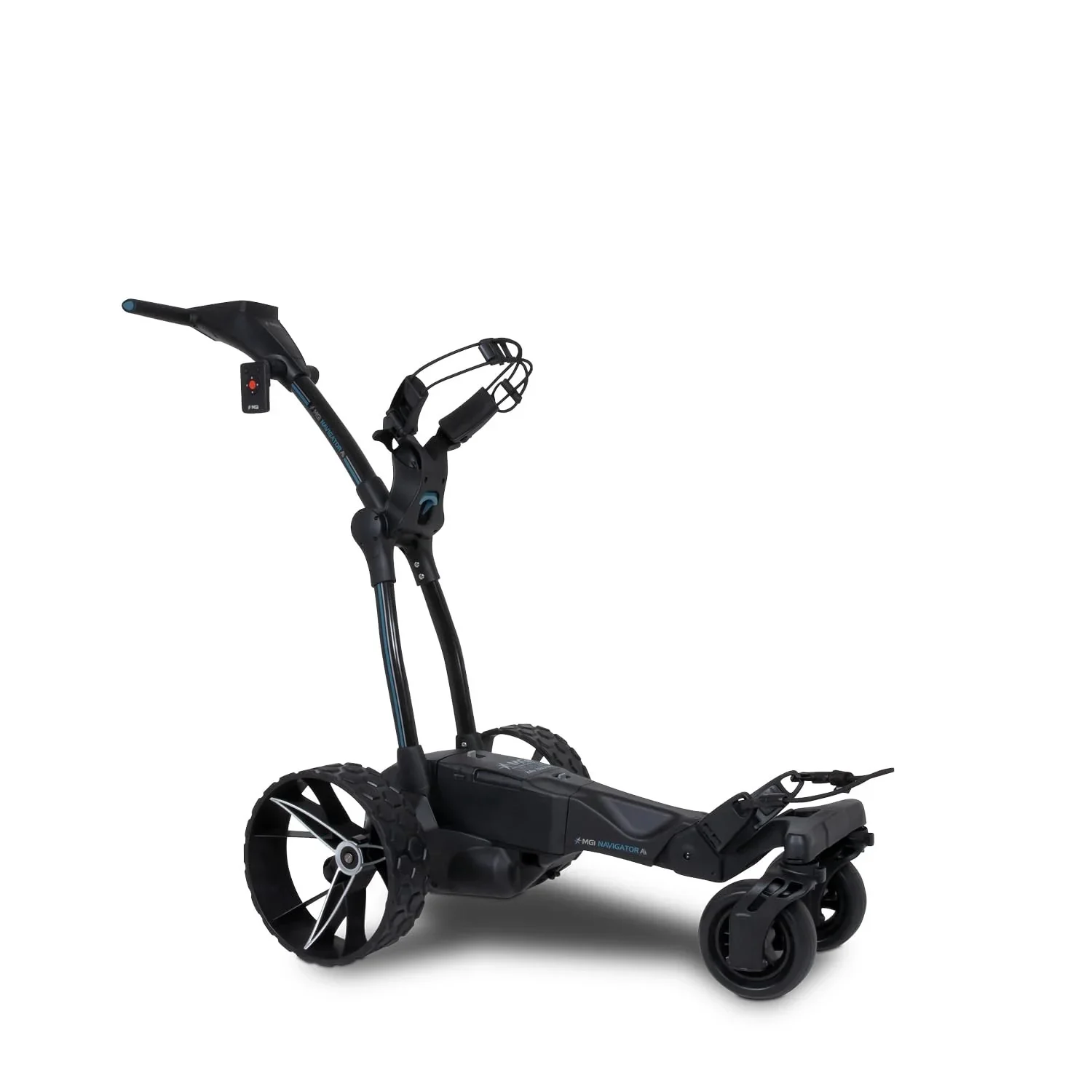 MGI Navigator Ai GPS+ Electric Golf Cart - 36 Hole Lithium Battery - Remote Control - Accessories Included (Drink, Umbrella,  GPS Phone Holder), Black