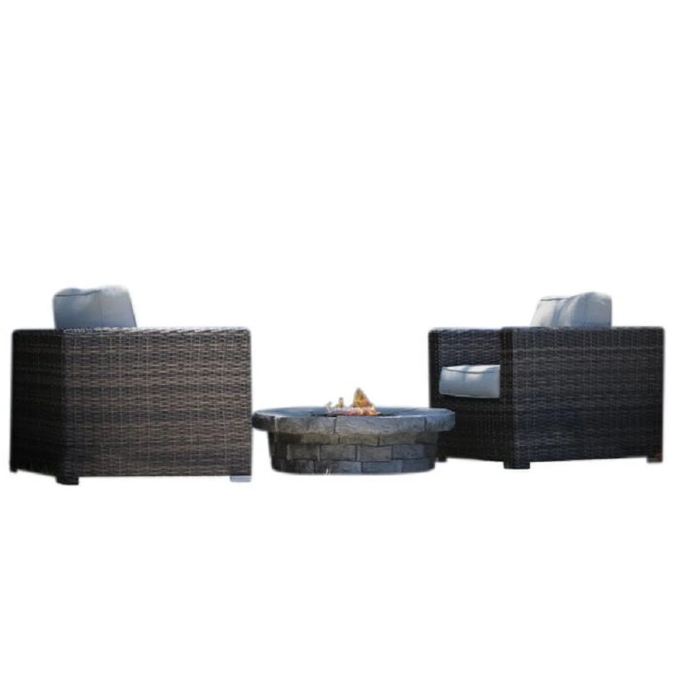 Living Source International 3 Piece Conversation Set with Cushions (Espresso) Fully Assembled