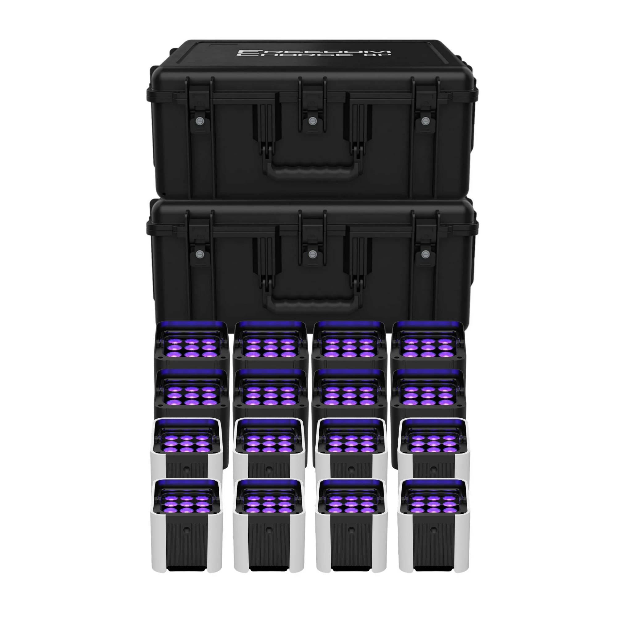 Chauvet DJ Freedom Par H9 IP Wireless LED Lights, 16 Pack, Charging Cases Bundle
