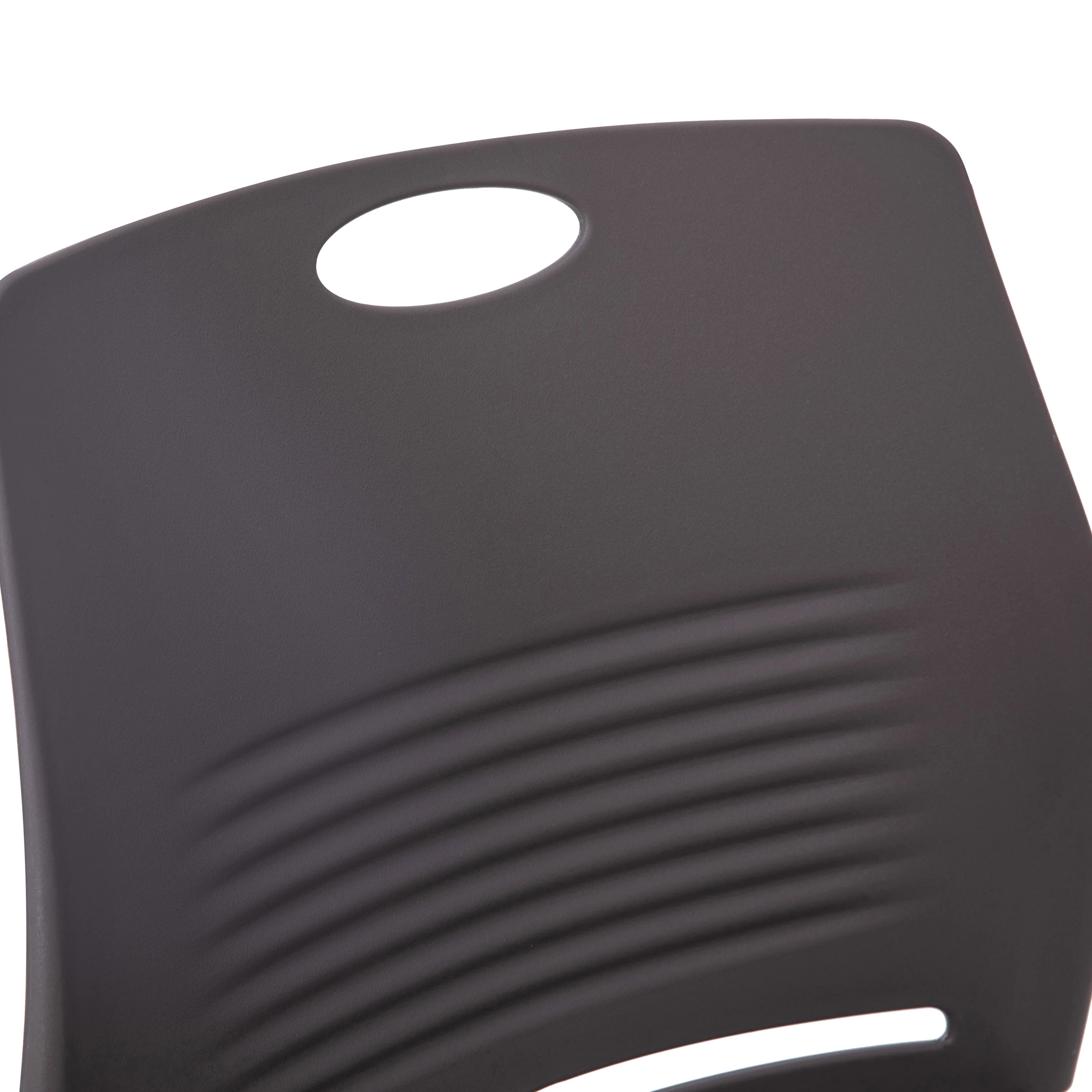 BizChair Set of 5 Commercial 660 lb. Capacity Gray Plastic Stack Chairs with Black Powder Coated Sled Base Frames and Carrying Handle