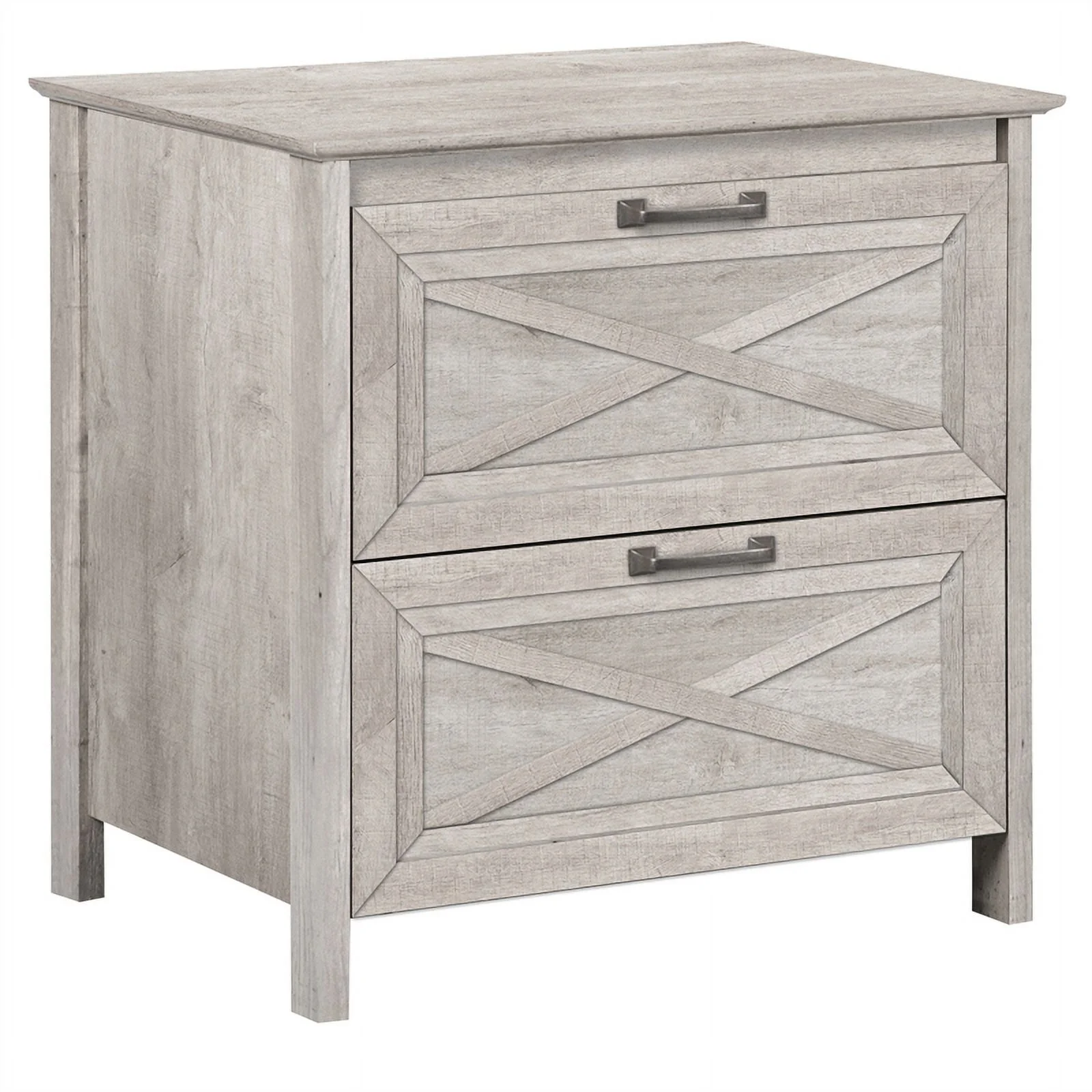 Home Square Wood 2 Drawer Lateral Filing Cabinet in Washed Gray - Set of 2