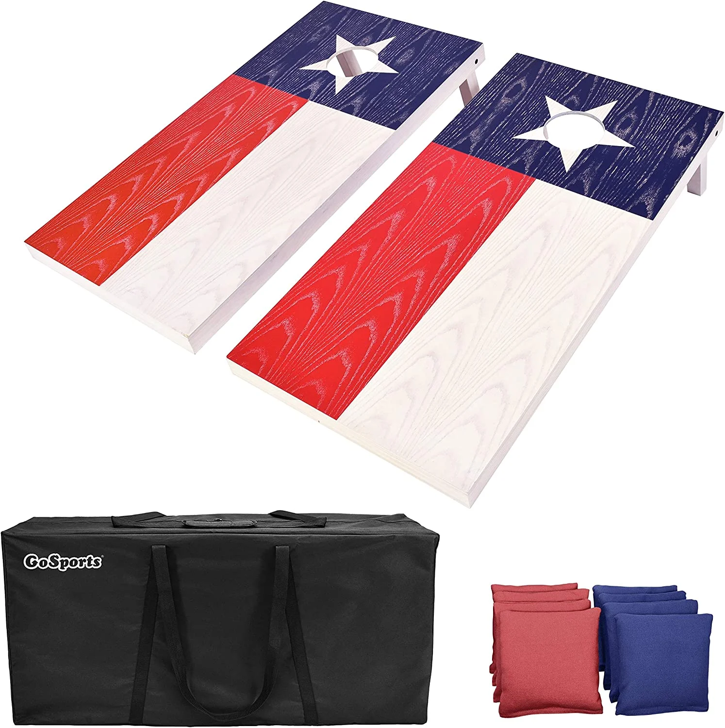 YANPO Flag Series Wood Cornhole Sets – Choose American Flag or State Flags – Includes Two Regulation Size 4 ft x 2 ft Boards, 8 Bean Bags, Carrying Case and Rules