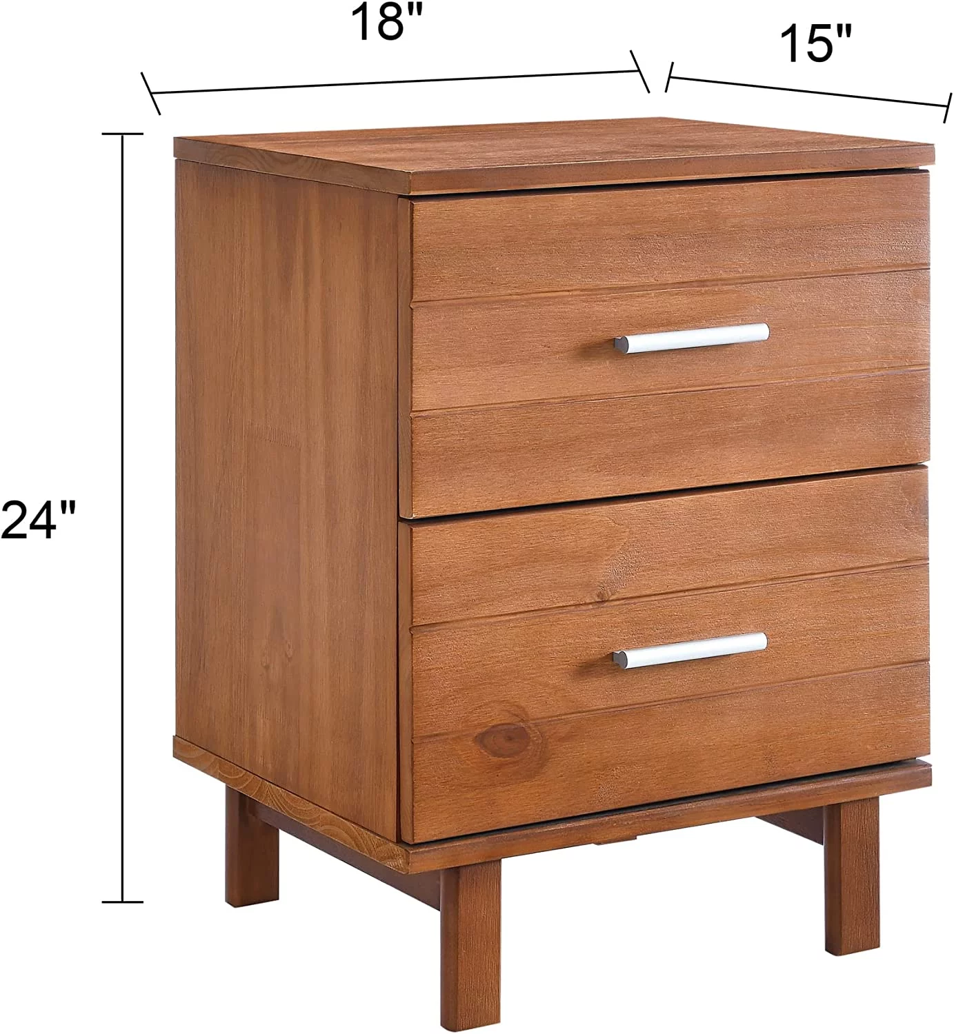 Modern -Century Solid Wood Storage Nightstand/End Table With Two Drawers For Bedroom Or Living Room. Beside Tables/Nightstand For Bedroom Or Living Room/Side Table With 2 Drawers/Teak