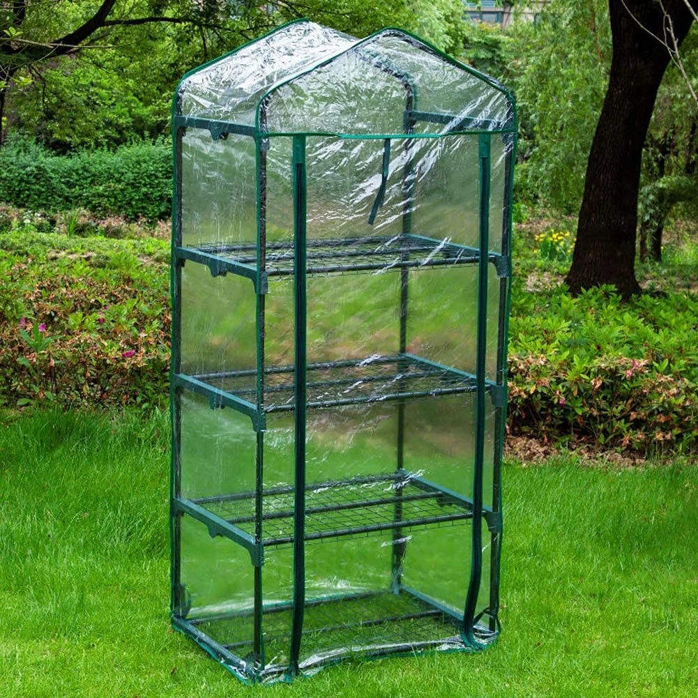NAMZI 4-Tier Greenhouse Tents Portable Garden Green House Flower Plants Durable PVC Cover, Garden Greenhouse with Roll-Up Zipper Door for Garden Yard Patio Indoor Outdoor Plants(Only Cover)