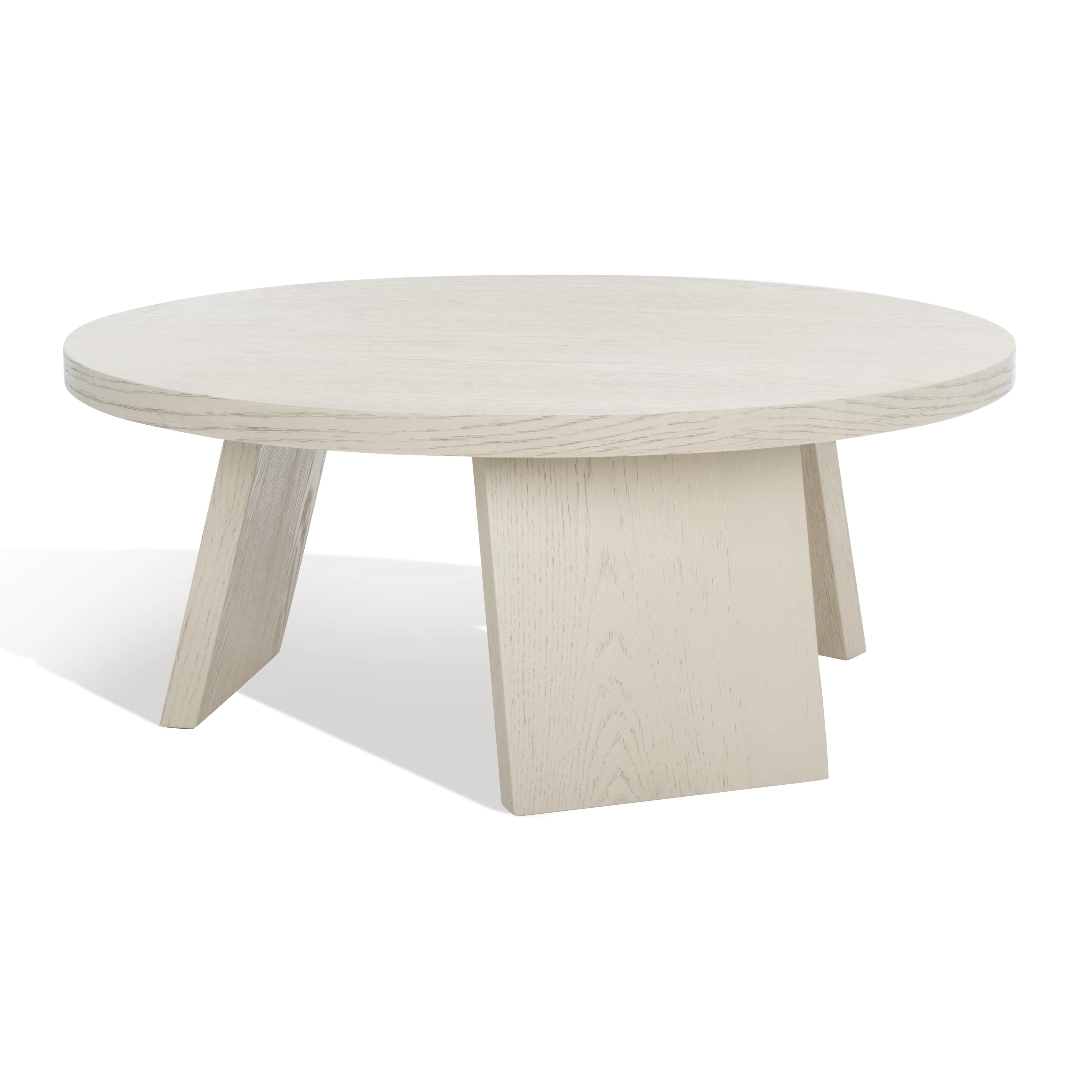 SAFAVIEH Couture Julianna Rustic Round Wood Coffee Table, White Wash