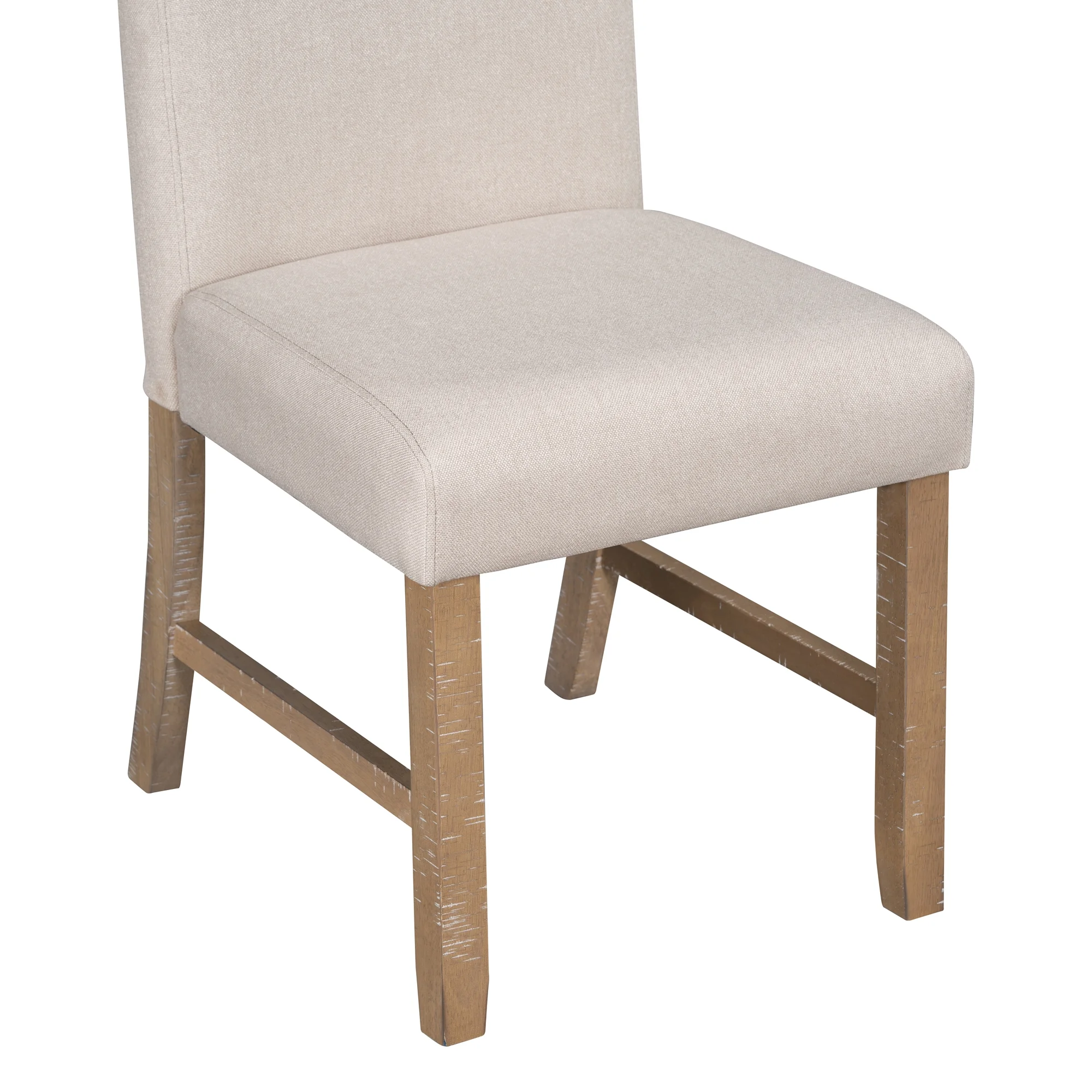 TREXM 5-Piece Retro Dining Set with Extendable Round Table, Removable Middle Leaf, and 4 Upholstered Chairs - Natural Wood Wash