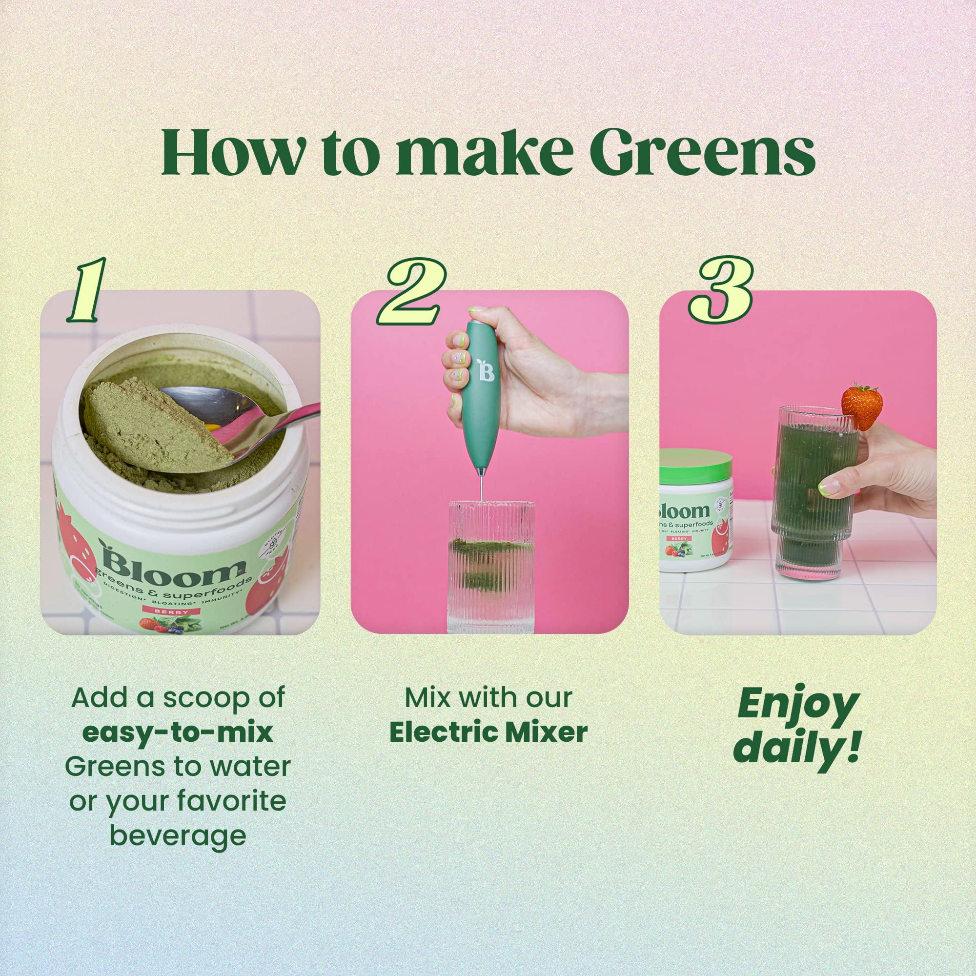 BLOOM Greens & Superfoods Supplement Powder (5.8oz) - Berry - Exp 1/25