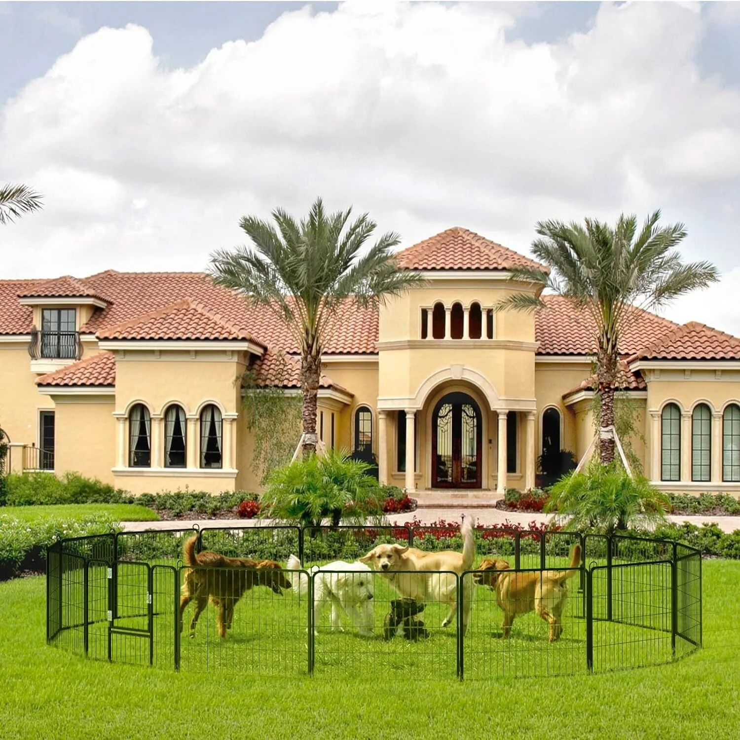 Bossin  Dog Playpen Dog Kennel Pen Cage Dog Fence Exercise Pen with Doors 8/16/24 Panel 24inch 24 inch 8 Panels