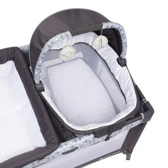 Baby Trend Nursery Den Playard with Rocking Snooze Pod, Flip Over Changer - Pebble Stone Grey